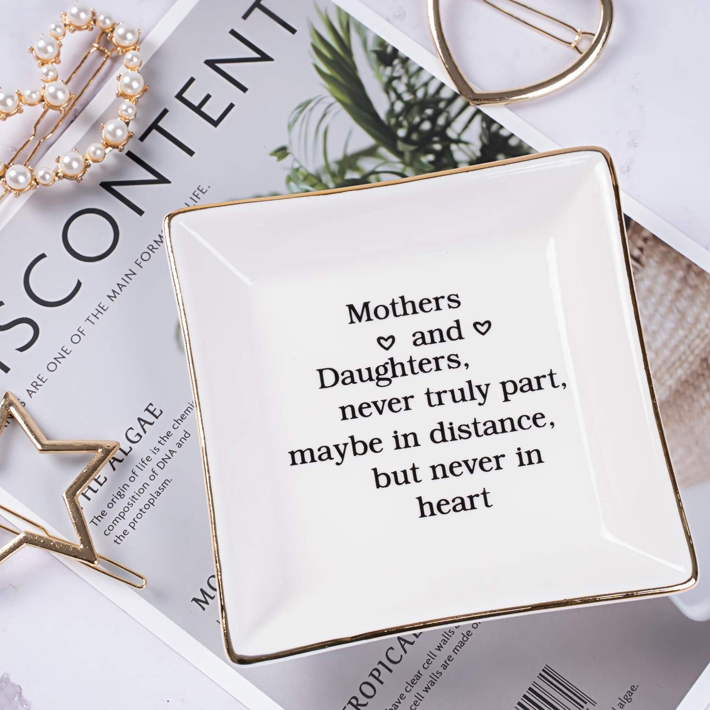 Ueerdand Gift for Mom from Daughter, Mother's Day, Christmas, Thanksgiving, Birthday Gift for Mother and Daughter Ceramic Ring Dish Decorative…