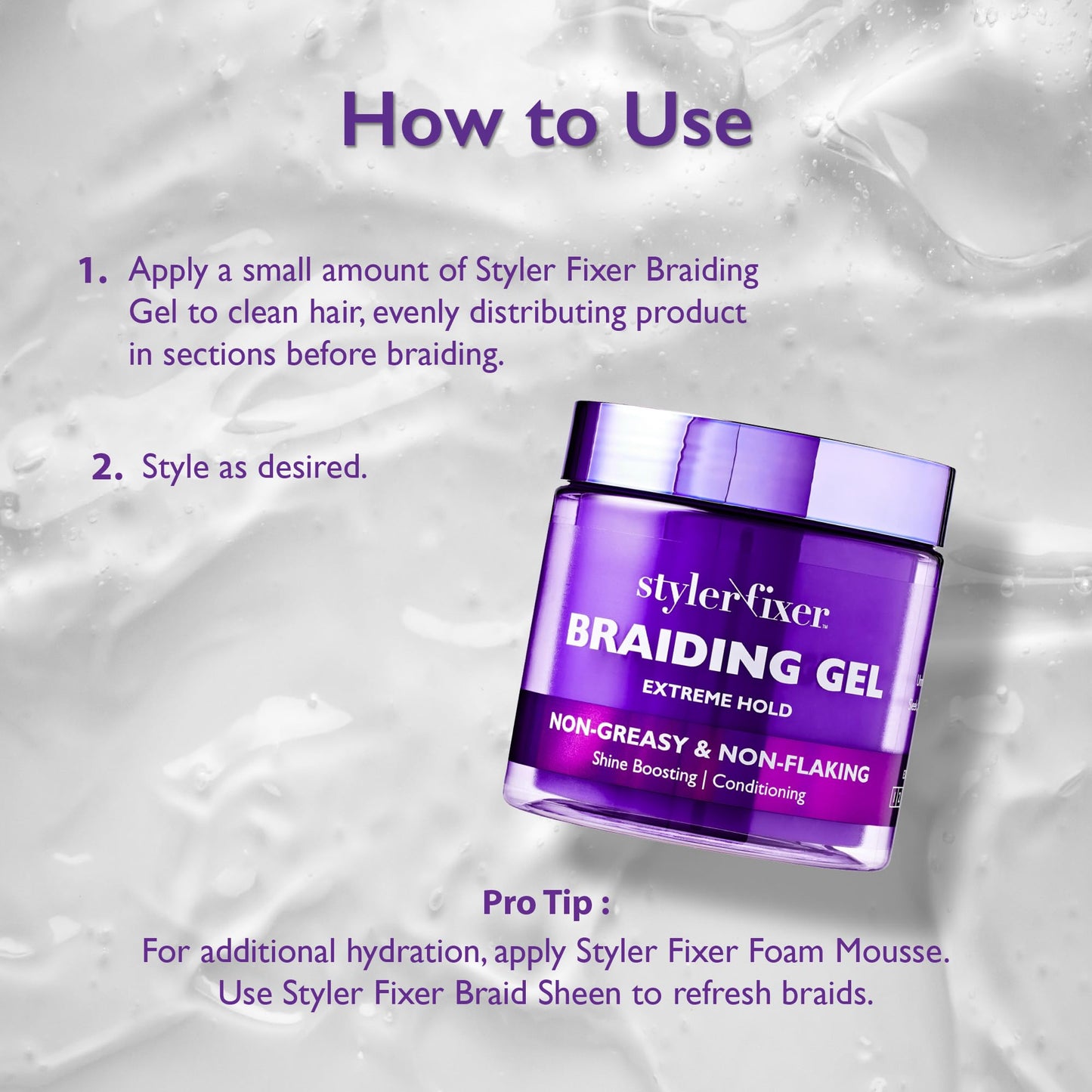 Red by Kiss Styler Fixer Braiding Gel Enhanced - Extra Firm Hold, Anti-Flaking, High Shine, Infused with Advanced Botanicals for Strong, Nourished
