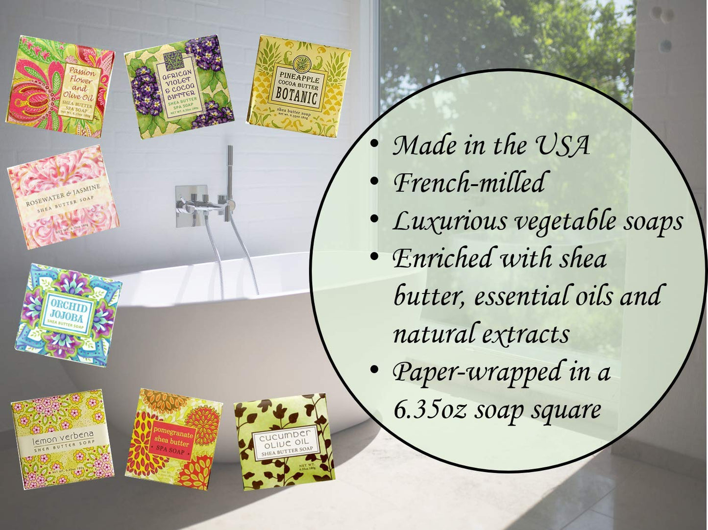 Greenwich Bay Cleansing Spa Soap, Shea Butter, and Cocoa Butter. Blended with Loofah and Apricot Seed, No Parabens, No Sulfates 6.35 Ounce (3 Pack)