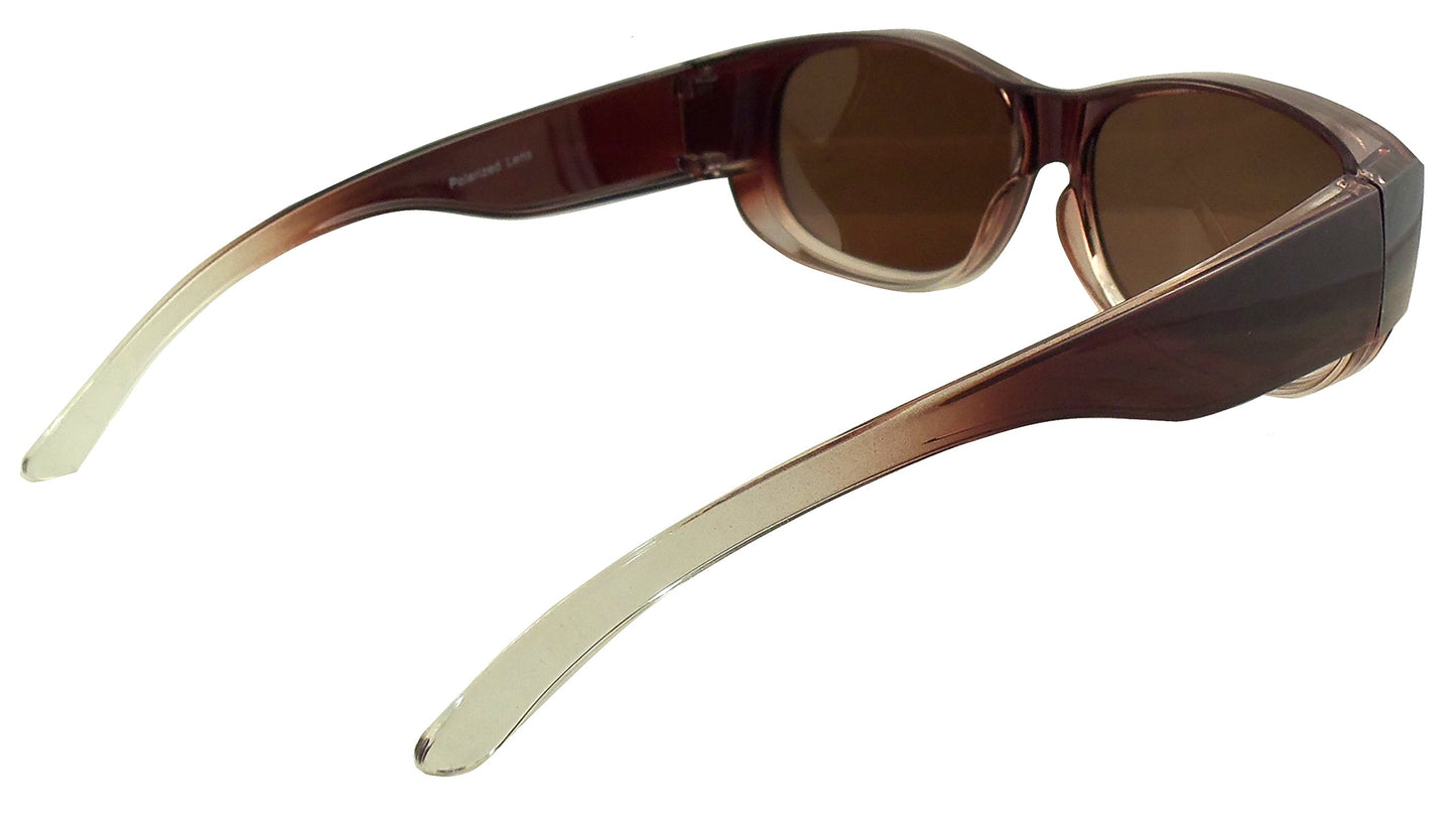 Ideal Eyewear Womens Ombre Fit Over Sunglasses Wear Over Prescription Glasses - Polarized Lenses - Case Included (Brown)