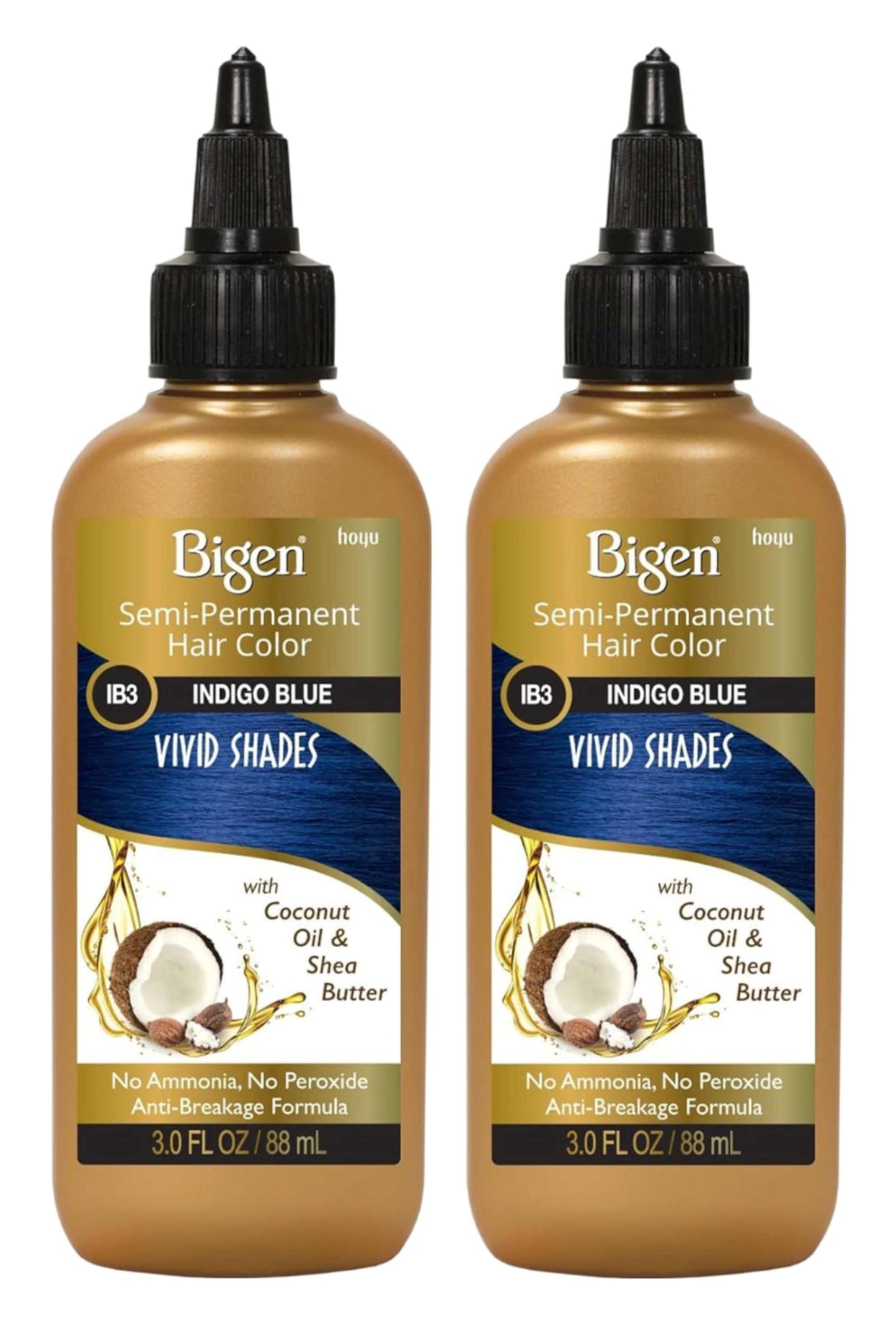 Bigen Semi-Permanent Haircolor #Ib3 Indigo Blue 3 Ounce (88ml) (2 Pack)