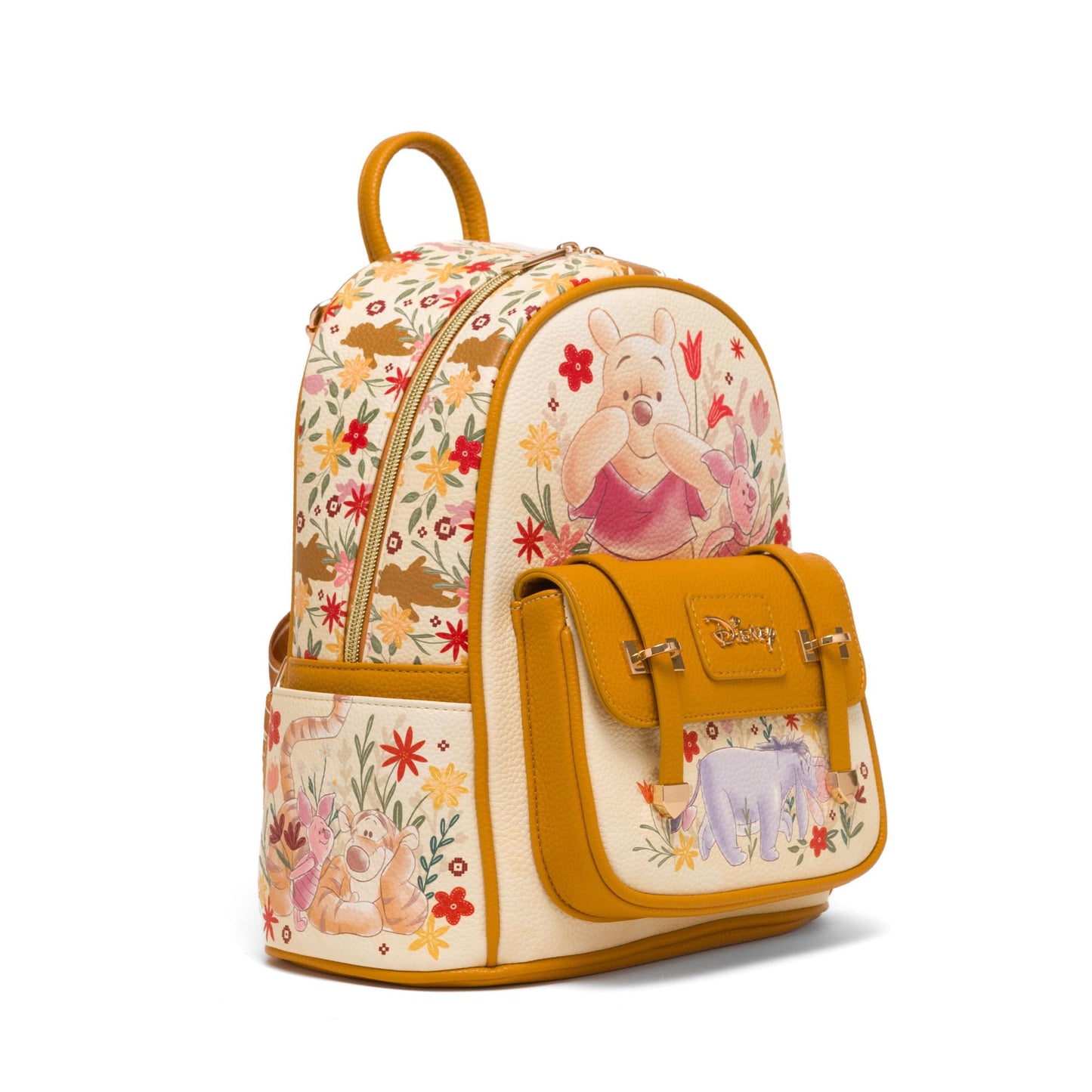 Wondapop Disney Winnie the Pooh and Friends Floral 11" Vegan Leather Fashion Mini Backpack