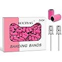 Rolybag Sanding Bands for Nail Drill, 240 Grit Sanding Bands Include 100 Fine Grit Sanding Band and 2 Pcs Mandrel Bit for 3/32" Nail Drill Machine