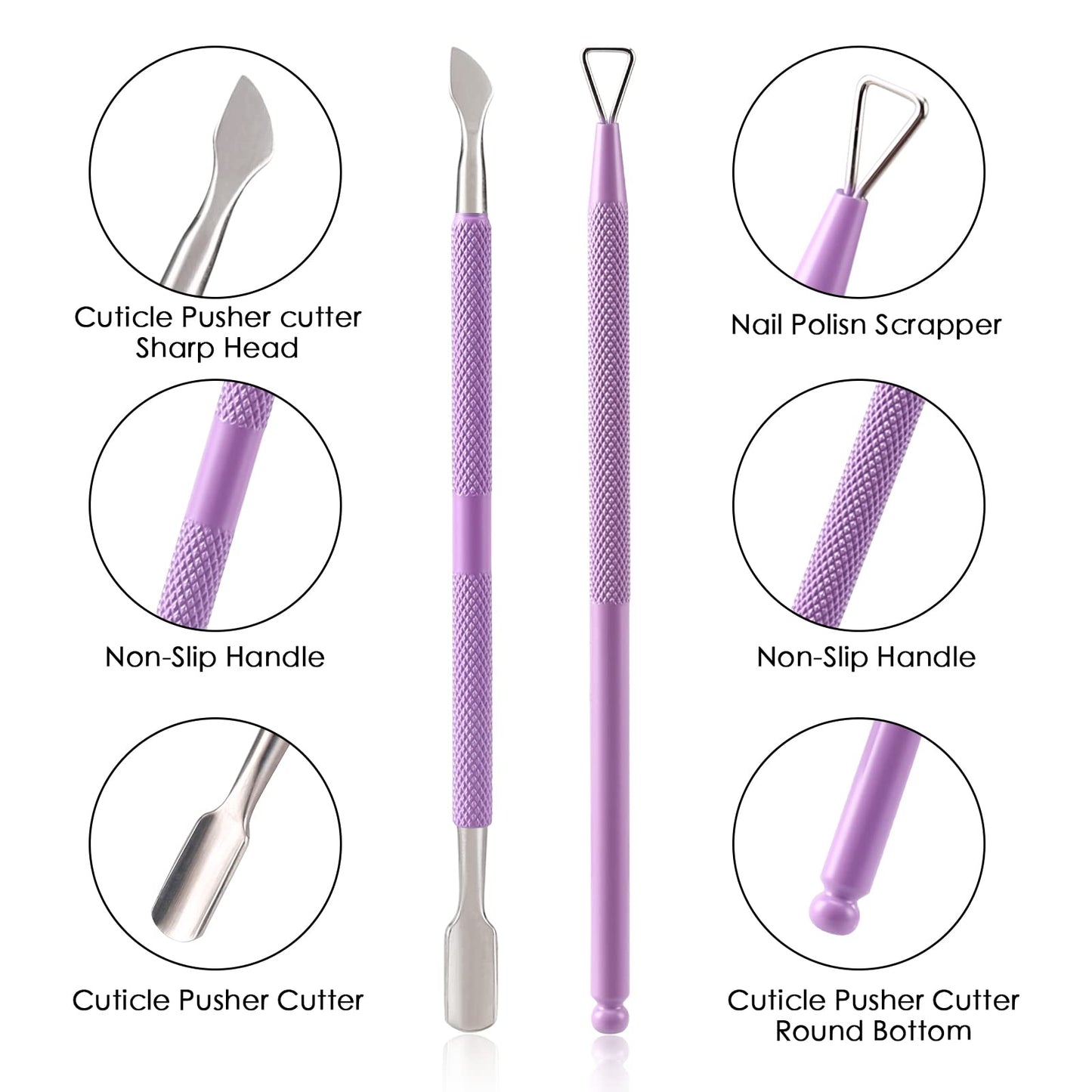 Cuticle Trimmer with Cuticle Pusher and Cutter-YINYIN Cuticle Nipper Professional Stainless Steel Cuticle Clippers Durable Pedicure Manicure Tools