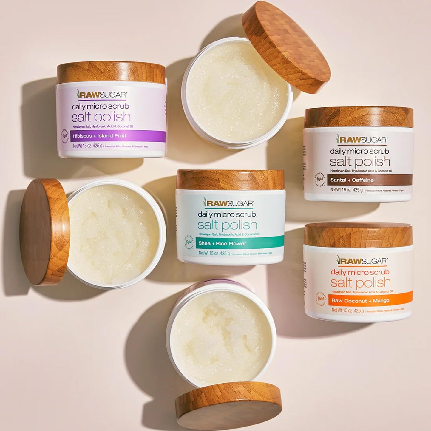 RawSugar Daily Micro Salt Scrub for Body, Exfoliates & Brightens, 15 oz Beauty & Personal Care RAW SUGAR