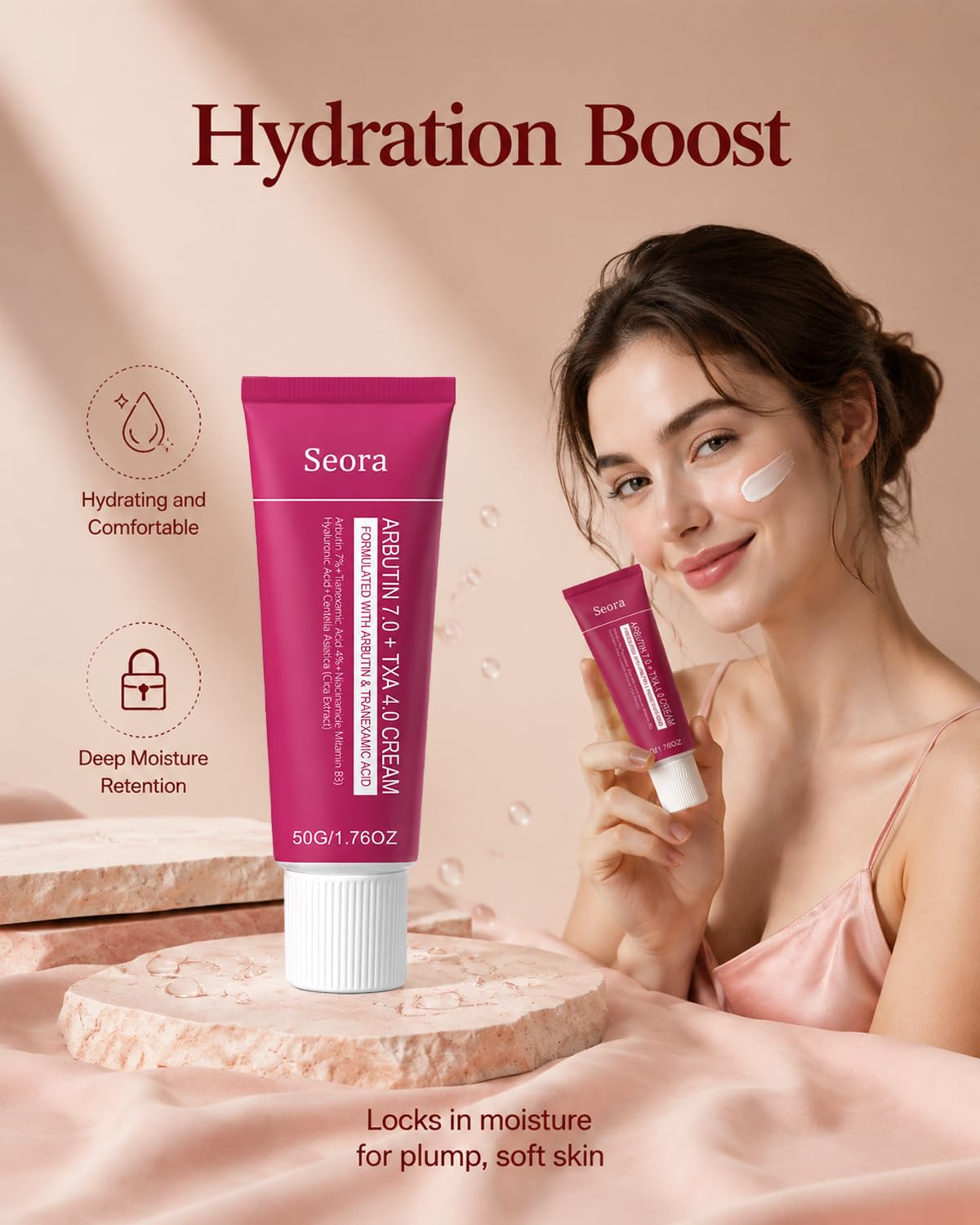 Korean Brightening Skincare Arbutin Cream, Moisturizer Hydrates, Evens Tone for Face Body and All Skin Types (1PCS)