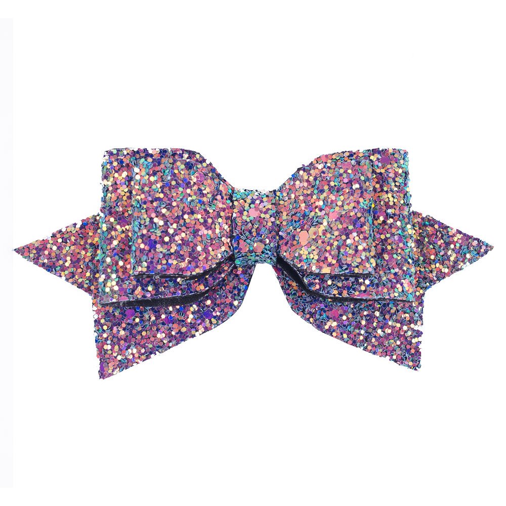 5 Inch Glitter Hair Bows Boutique Hair Clips 6 Pcs Multi Color Glitter Sequins Big Hair Bows for Baby Girls Teens Toddlers