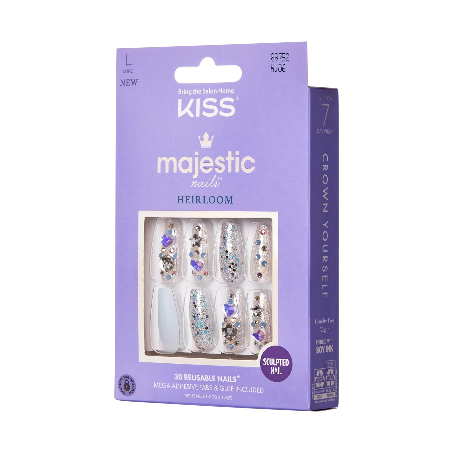 KISS Majestic Press On Nails, Nail glue included, 'Your Grace', Light Blue, Long Size, Coffin Shape, Includes 30 Nails, 2g glue, 2 Prep Pads, 2 of 24 Beauty & Personal Care KISS