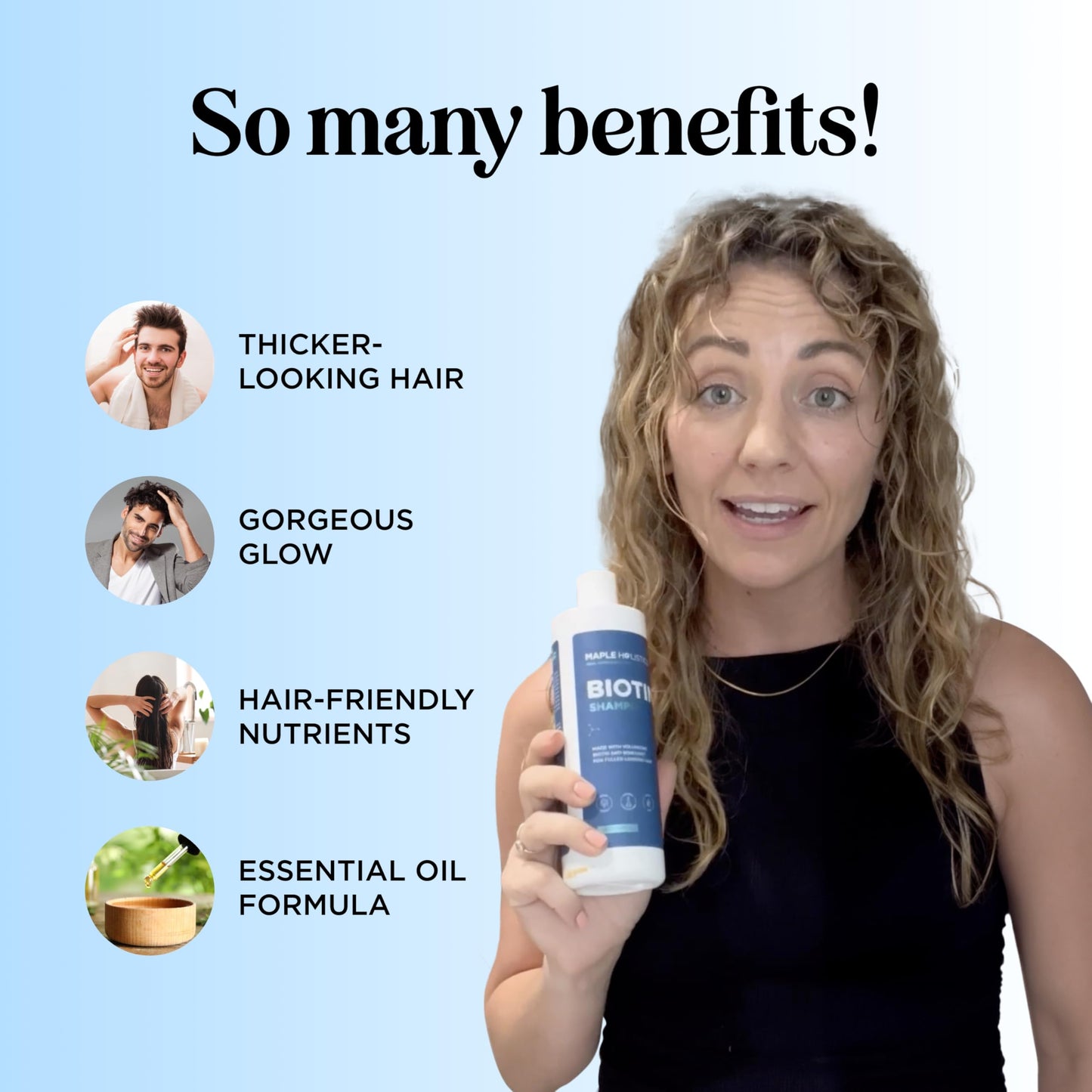 Rosemary and Biotin Shampoo for Thinning Hair - Vegan Volumizing Shampoo for Fine Hair with B Vitamins Argan Oil & Tea Tree Essential Oil - Paraben Beauty and Personal Care Maple Holistics