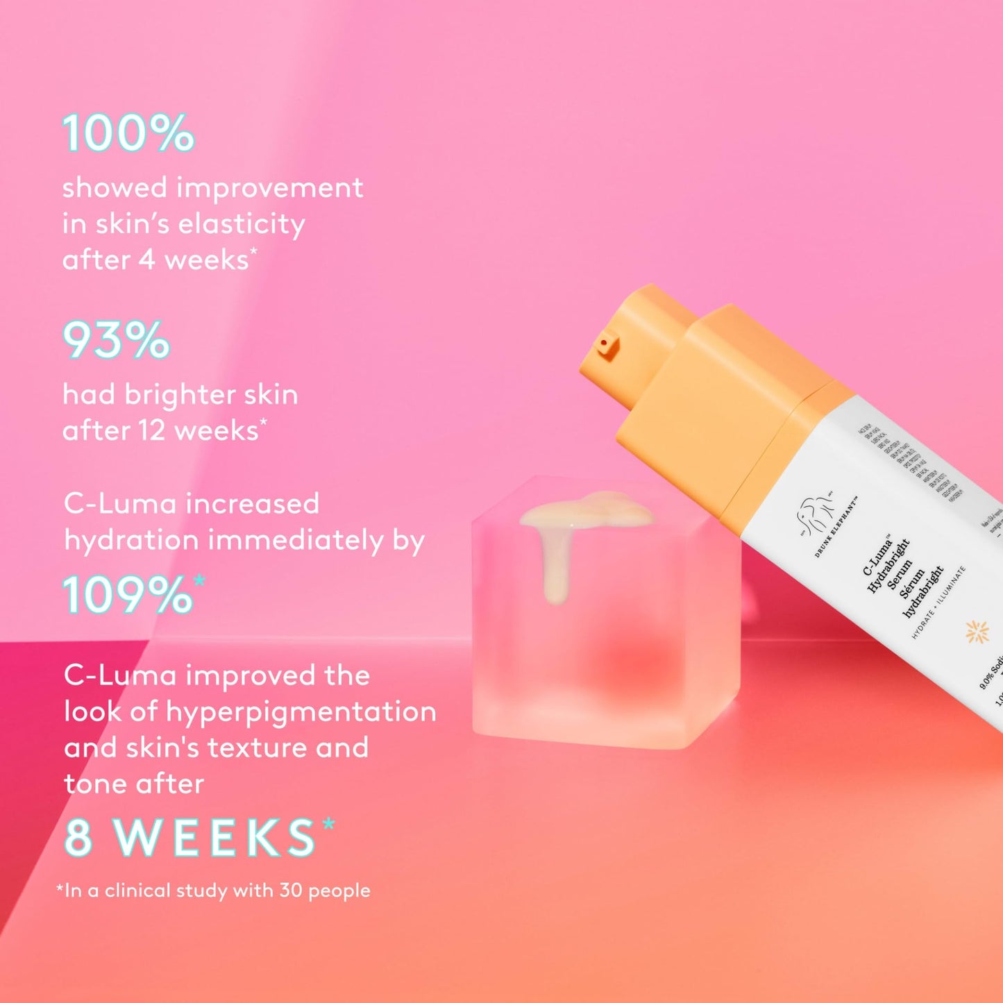 Drunk Elephant C-Luma Hydrabright Serum - 30 ml/1 fl oz - 10% Hydrating Vitamin C - Clean Clinical Skincare - Cruelty-Free - Dermatologist-Tested