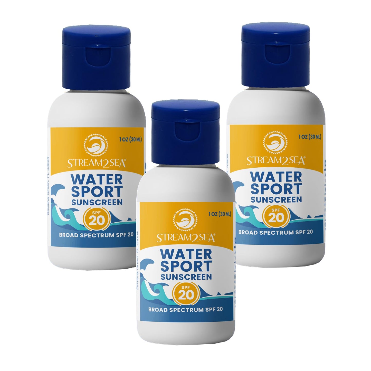 STREAM 2 SEA SPF 20 Mineral Sunscreen Biodegradable and Reef Safe, 1 Fl oz Pack of 3 Travel Size Paraben Free Non Greasy, Moisturizing Mineral