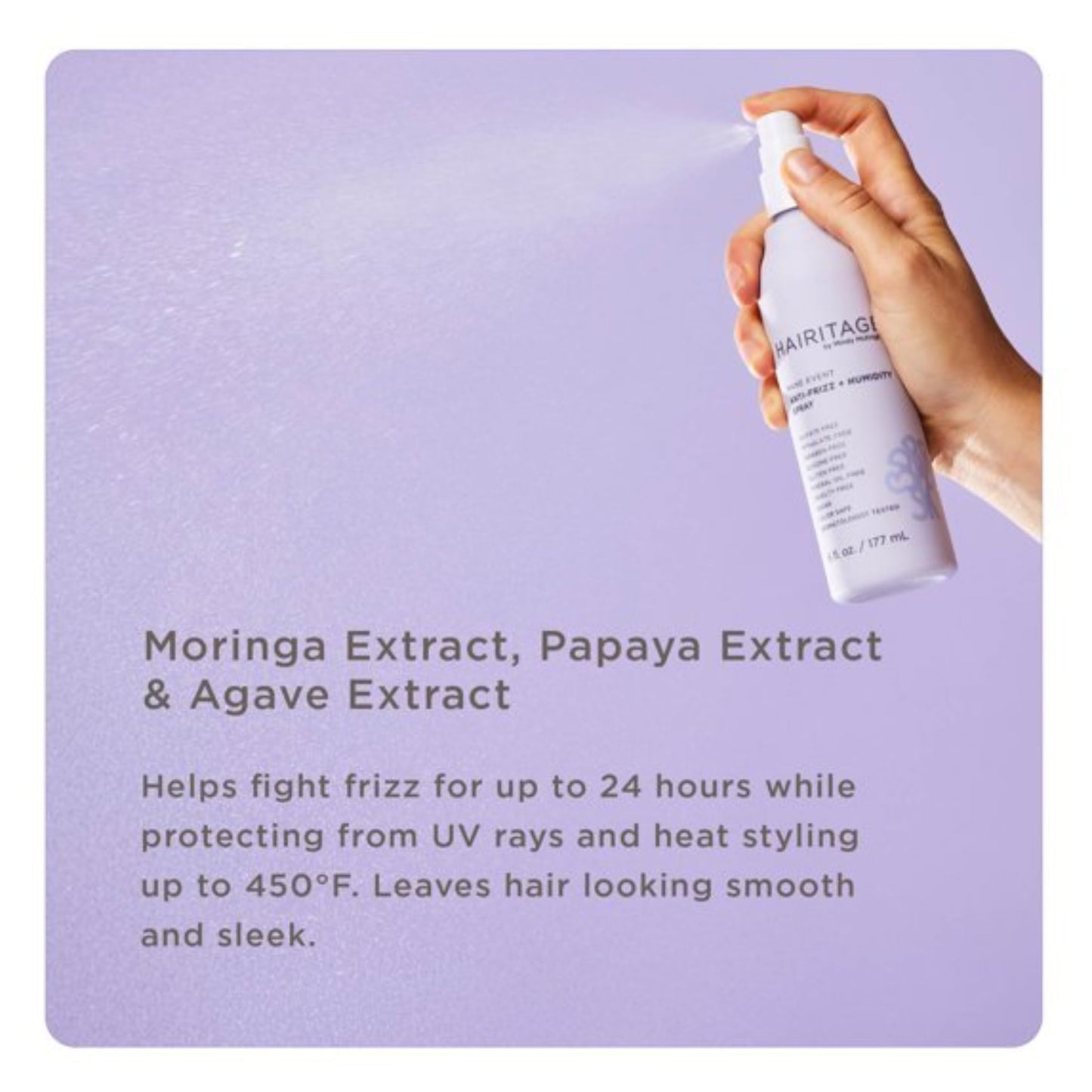 Hairitage Frizz Free + Anti-Humidity Heat Protectant Anti-Frizz Hair Treatment Spray, Hair Thermal Blowout Primer for Shine, Blow Dry Support Styling Beauty and Personal Care Hairitage