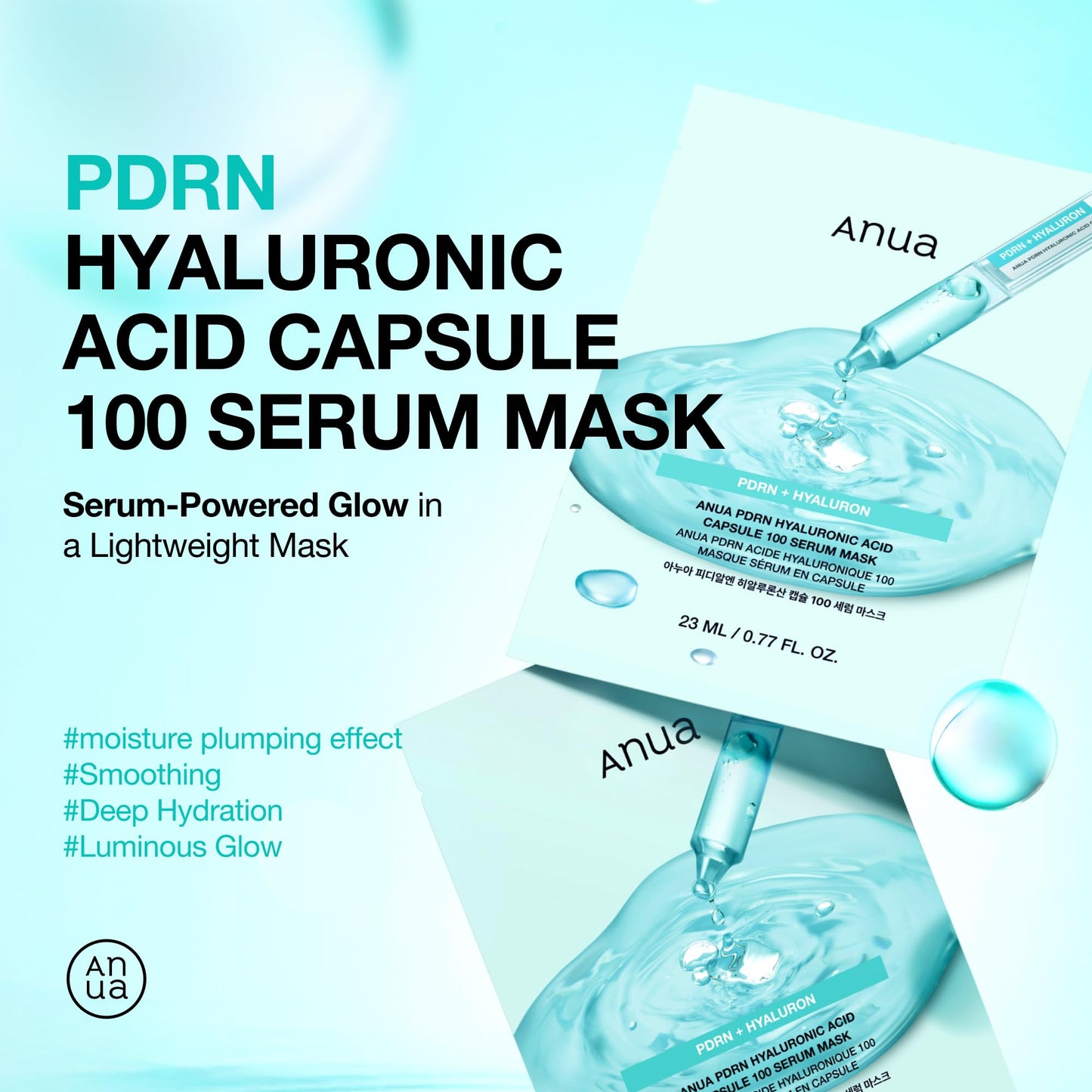 Anua PDRN Hyaluronic Acid Capsule 100 Serum Mask, Hydrating & Soothing Face Mask for Glass Skin, Dewy Glow and Firm Looking Skin, Salmon DNA Beauty and Personal Care ANUA