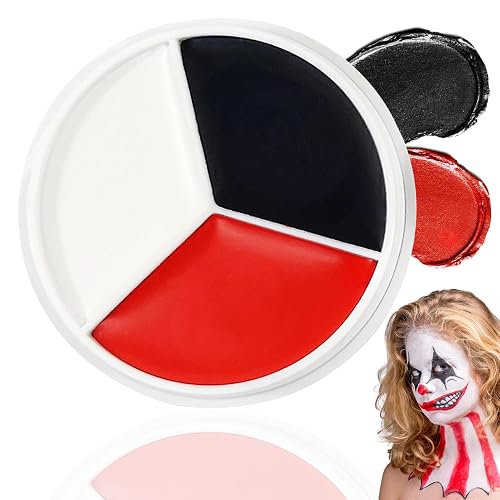 Black White Red Face Body Paint Foundation Cream Makeup,Halloween Cream Clown Face Body Paint Makeup Kit for Goth Zombie Vampire Skeleton Cosplay