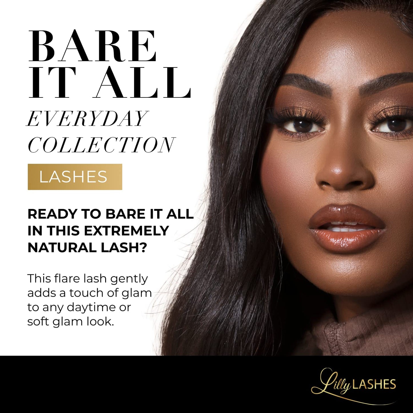 Lilly Lashes Everyday Bare it All Natural Lashes, Faux Mink Natural Eyelashes, False Eyelashes Everyday Use, Cat Eye Lashes, Individual Lashes