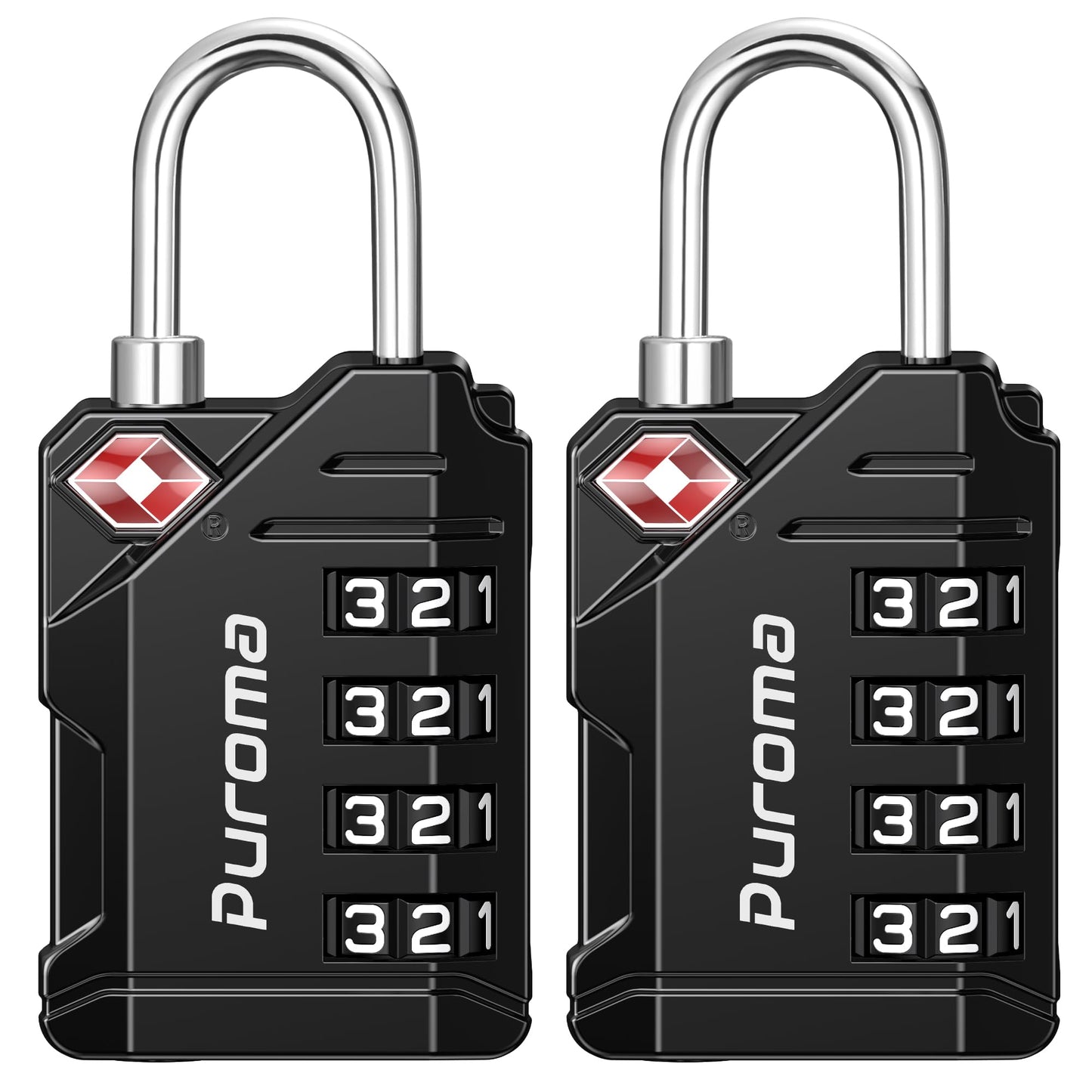 Puroma TSA Approved Luggage Locks 2 Pack – 4-Digit Resettable Combination Code, Durable Zinc Alloy for Suitcase, Backpack & Gym Locker