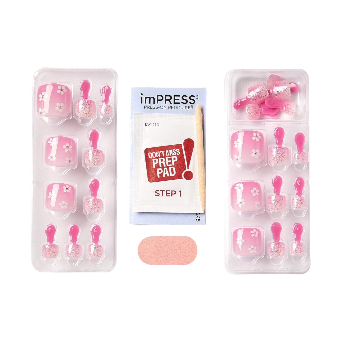 KISS Impress No Glue Pedi 30 Pcs Press on Toenails, Pink Stick on Extension False Nails for Toes, Peel & Press Easy Apply, Hassle-Free Removal Beauty & Personal Care KISS