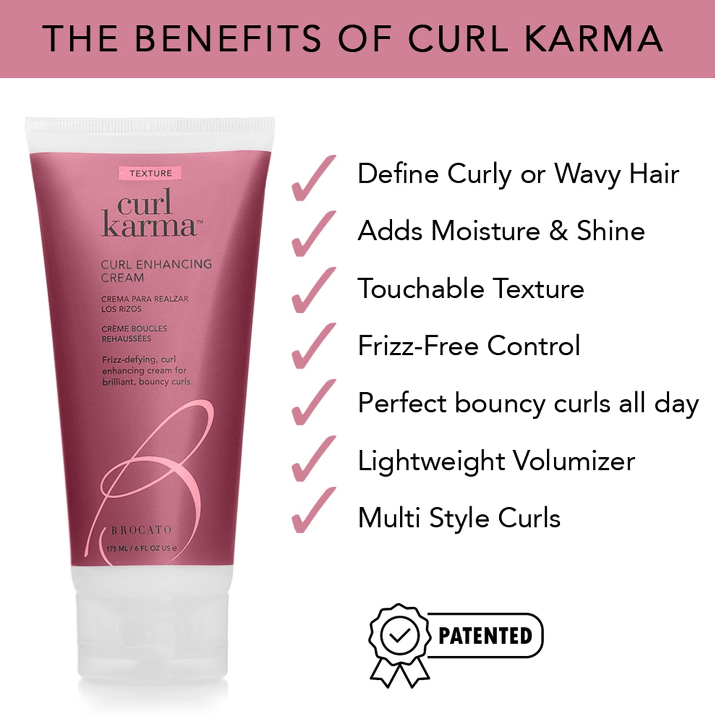Brocato Curl Karma, Curl Enhancing Cream, 6 Fl Oz | Defining & Moisturizing Crème | Fights Frizz, Adds Bounce & Shape | All Day Control