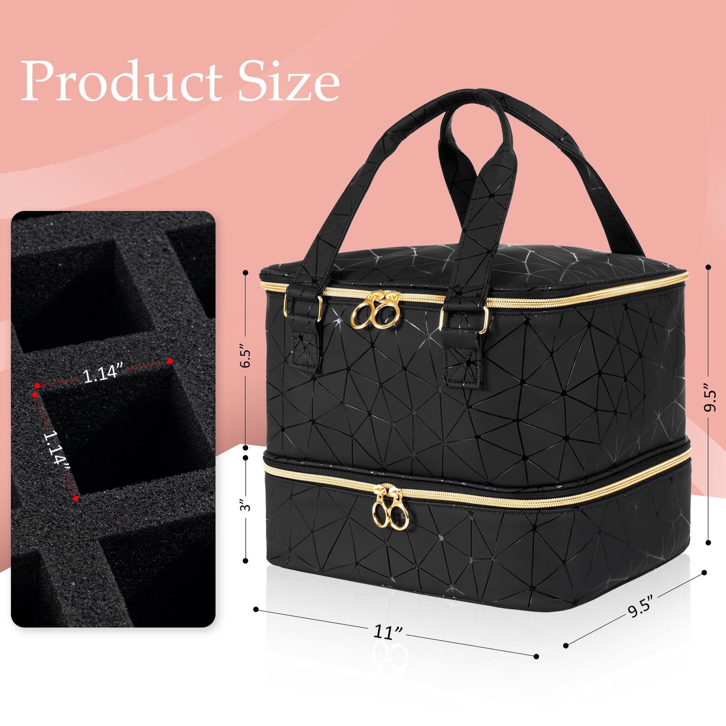 Uross Nail Polish Organizer Bag Holds 54 Bottles Nail Polish & Nail Lamp, Gel Nail Polish Organizers and Storage box for Nail Tech, Nail Kit Supplies Beauty and Personal Care Uross