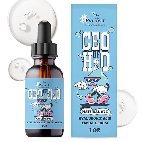Purifect CEO of H20 Hyaluronic Acid Facial Serum - Ultra Hydrating & Moisturizing Serum for Face, Balances Skin Texture, Vitamin E for Antioxidant