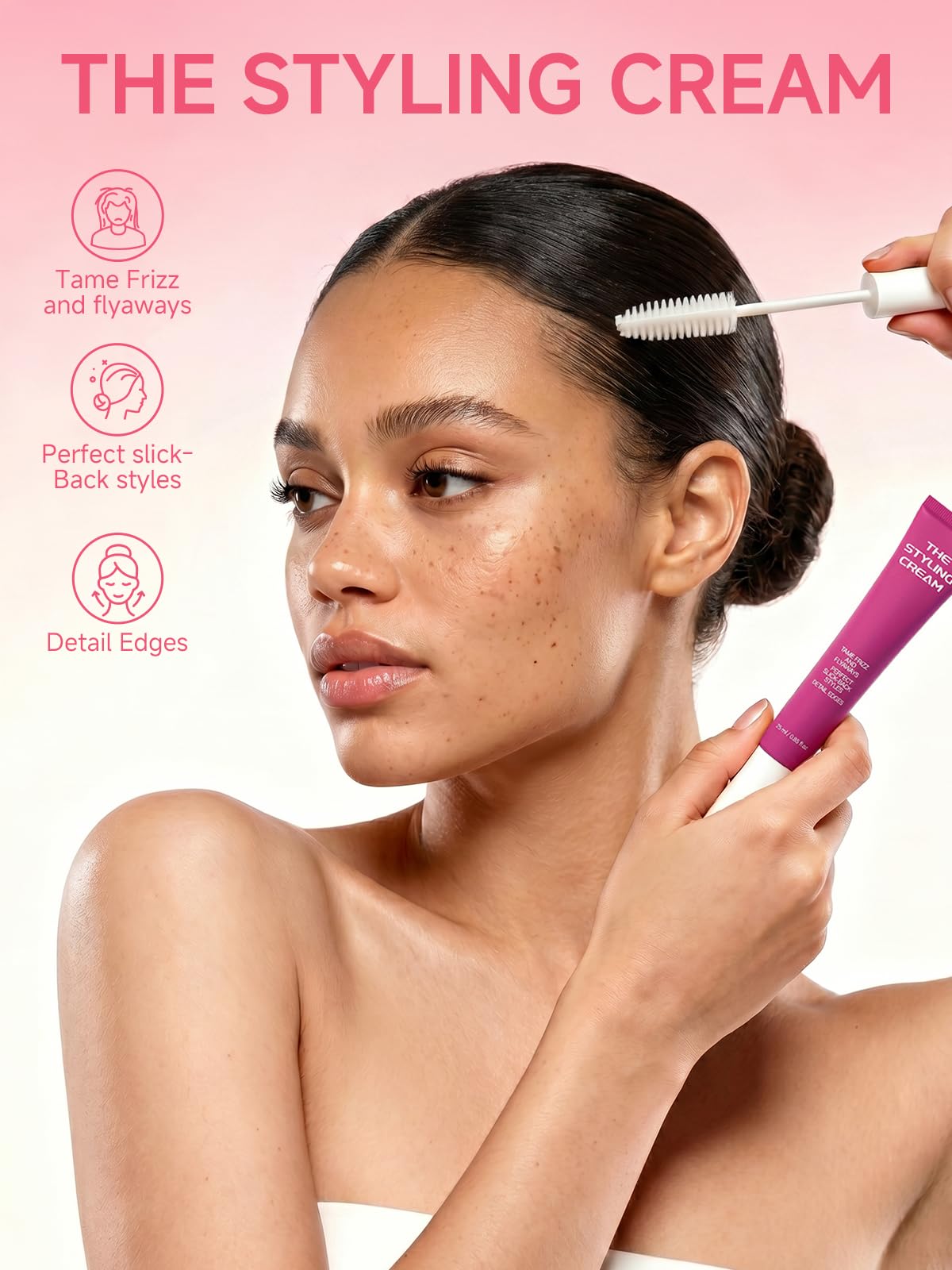 FAMIKYA Hair Mascara for Flyaways, Fly Away Hair Stick, Wax Stick for Hair, Lightweight Anti Frizz Slick Back Hair Styling Wax Stick, Taming Wand Gel