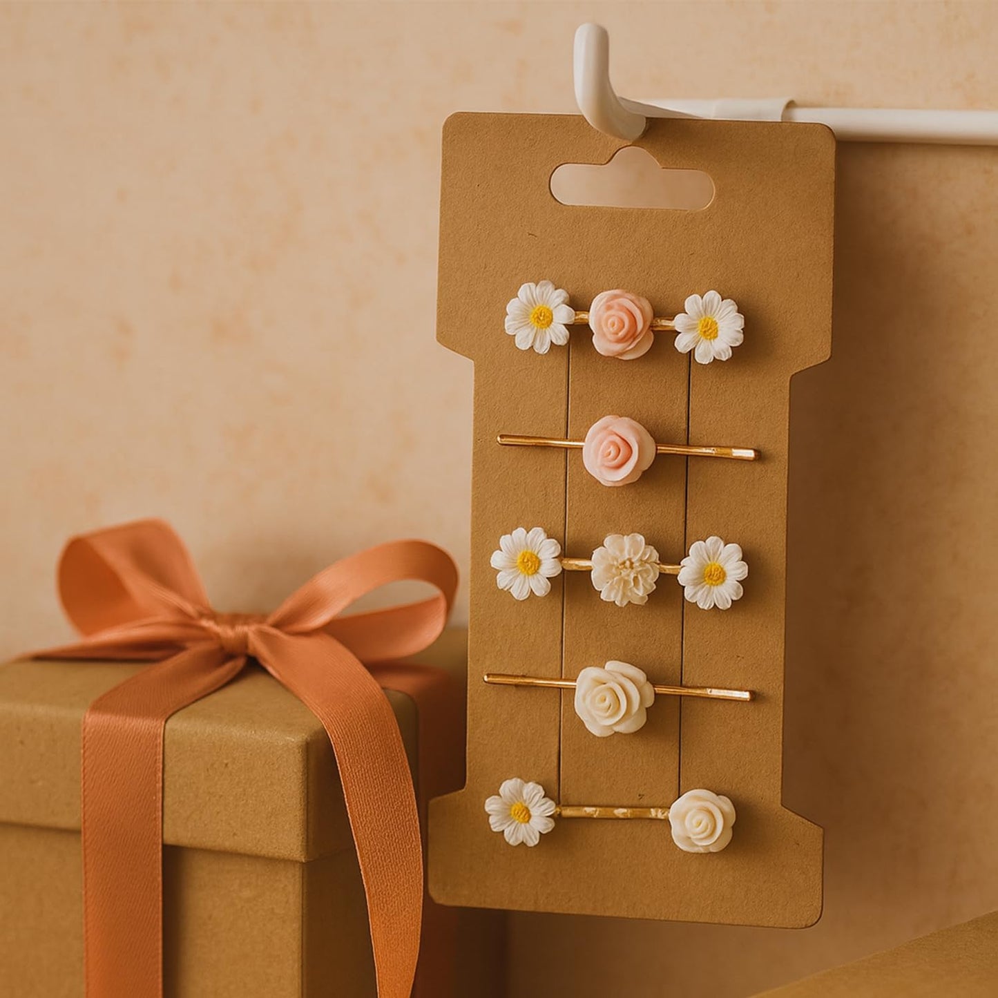 Doromy Hair Clip Display Cards, 100 Packs Rectangular Hair Barrettes Jewelry Display Holder Brown Kraft Paper Cards for Hair Accessories Displaying