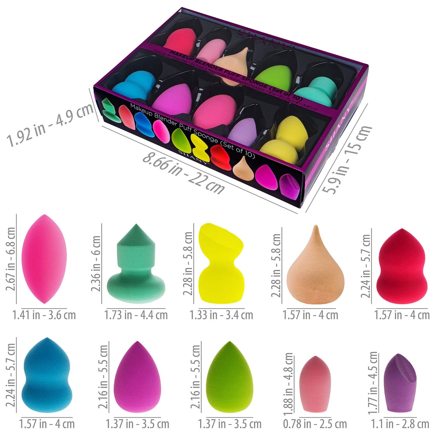 SHANY Blender Makeup Sponge Blending Puff Set for Liquid, Cream, and Powder Foundations and Concealers - Latex-free,High-density, Vegan, Multipurpose