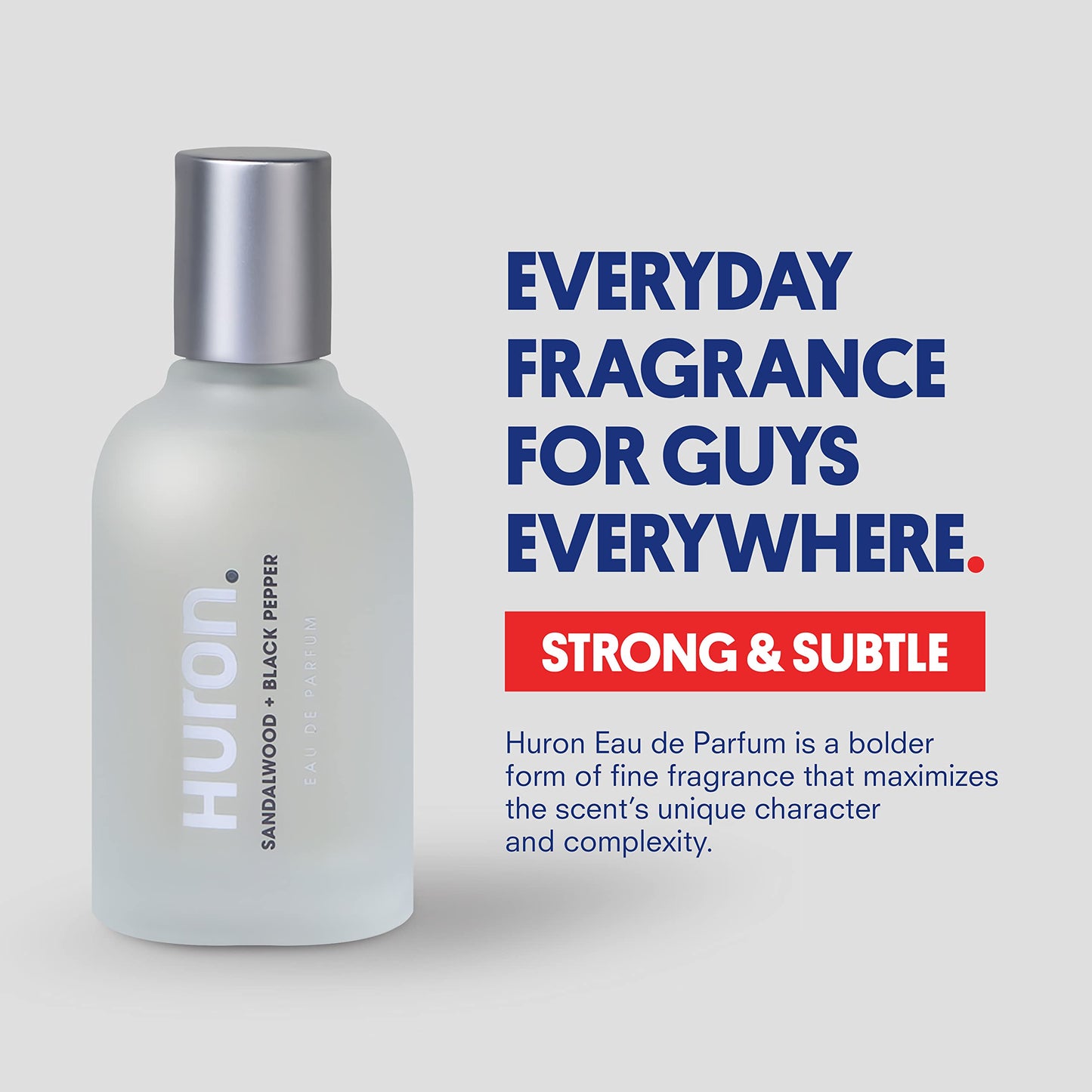 Huron Men’s Cologne - Eau de Parfum for Everyday Wear - Clean & Woody Scent of Sandalwood, Black Pepper, Cedarwood & Amber - Long Lasting - Safe
