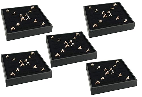 888 Display USA - Jewelry Display Case Box 36 Ring Velvet Insert (Black, 5)