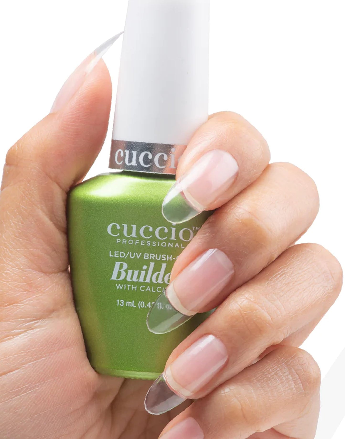 Cuccio Pro Brush-On Builder Gel w/ Calcium – Clear Soak-Off UV/LED Gel, Lightweight Self-Leveling, Chip-Resistant Hard Gel Strength, 0.43 oz