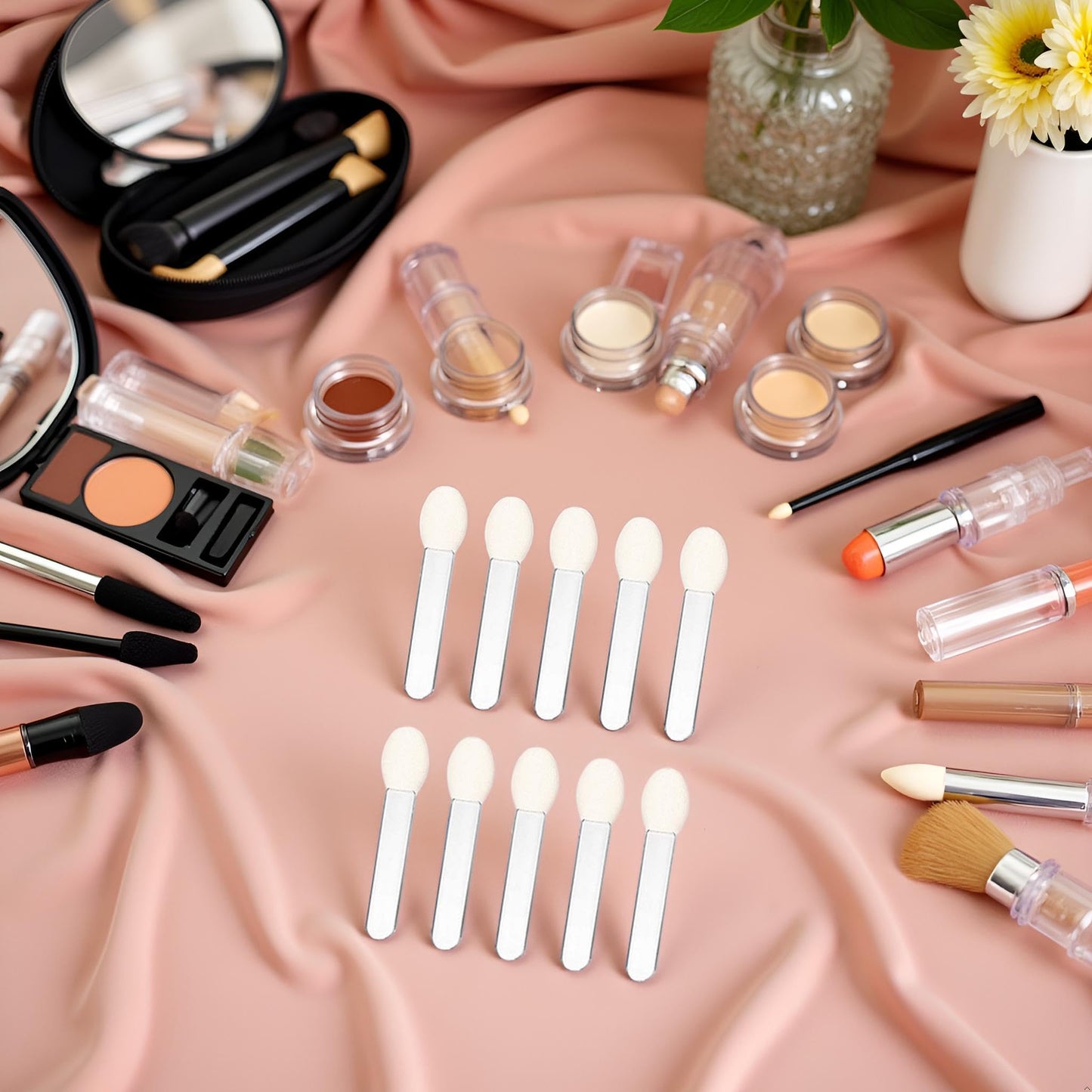 10 Pcs Transparent Eyeshadow Applicator Eyeshadow Brush Makeup Tools, Sponge ened and Attractive Eyeshadow Brushes