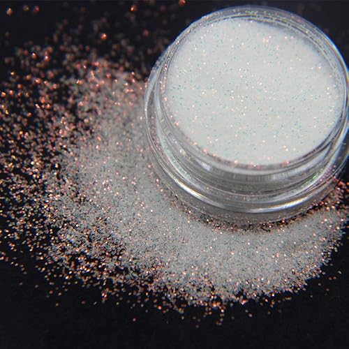 10g 0.2mm Shimmer White Rainbow Nail Glitter Holographic Shining Sugar Nail Glitter Candy Coat Powder Sugar Coating Effect Powder Nail Pigment Powder