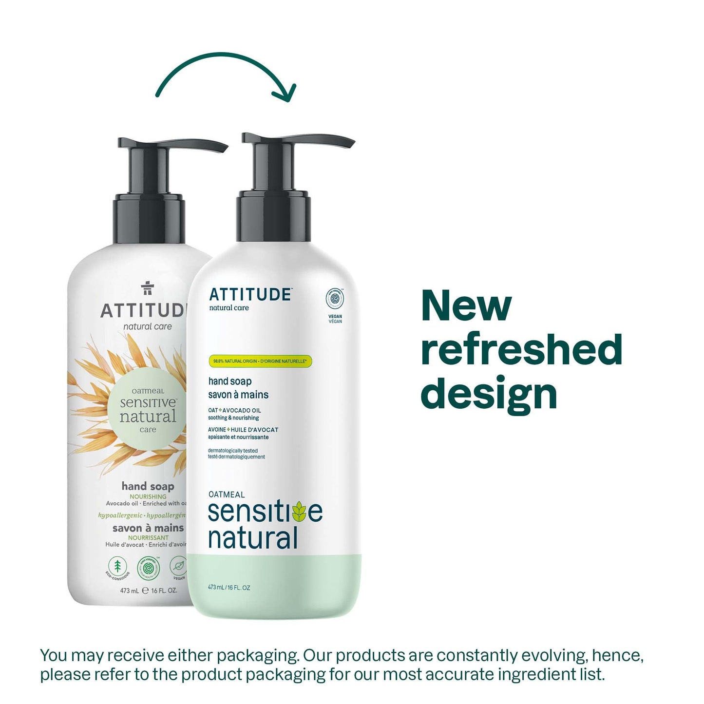 ATTITUDE Hand Soap for Sensitive Skin with Oat, EWG Verified, Dermatologically Tested, Vegan, Fresh Apple Scent, 16 Fl Oz (Pack of 2) Beauty and Personal Care BIO SPECTRA ATTITUDE