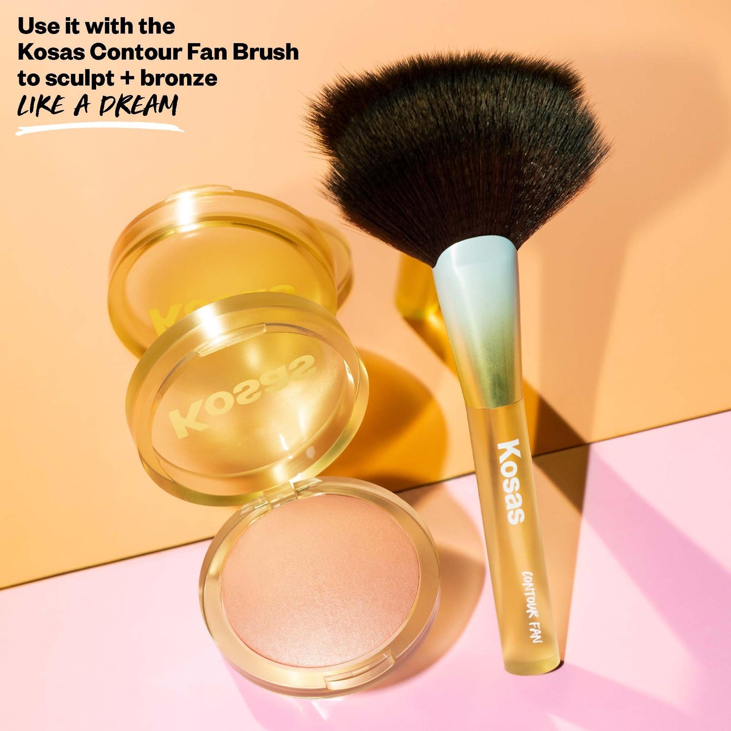 Kosas The Sun Show Glowy Warmth Baked Bronzer - Talc-Free Powder Bronzer for Face, Buildable Color, Natural Glow, Lightweight Finish, Waves