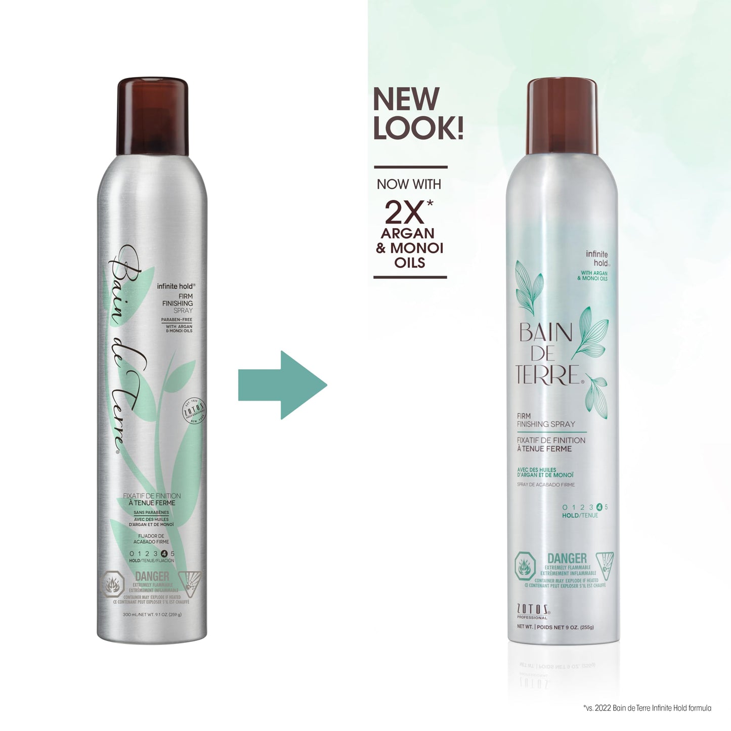 Bain de Terre Infinite Hold Firm Finishing Spray, Lasting Control & Shine, Heat & Humidity Protection with Argan & Monoi Oils, Paraben-Free