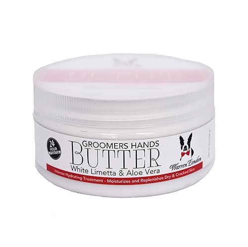 Warren London Groomers Hand Butter - 8 oz Working-Hands Cream for Dry, Cracked Skin | Fast-Absorbing Aloe & Shea | White Limetta Scent | Non-Greasy