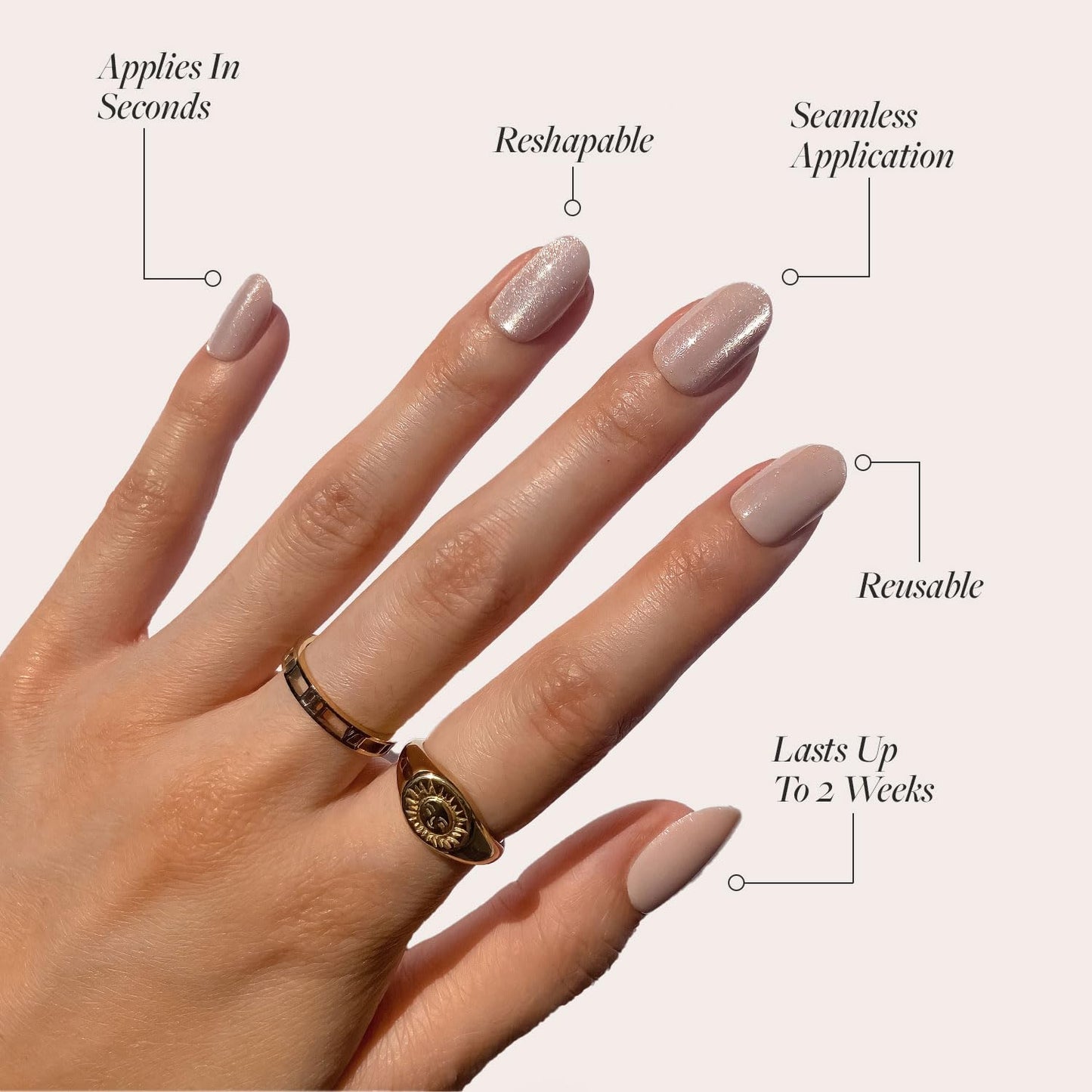 Glamnetic Press On Nails - Pure Intentions | Glossy, Semi-Transparent, Short Round Nails, Salon Quality | 12 Sizes - 30 Nail Kit with Glue