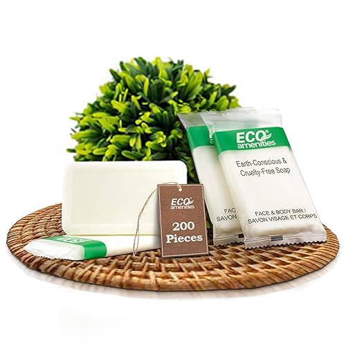 ECO amenities Bar Soap Pack - 200 Count, 1 oz Travel Body Bars - Individually Wrapped Hotel Guest Soaps for Travel Hygiene - Light Green Tea Scent
