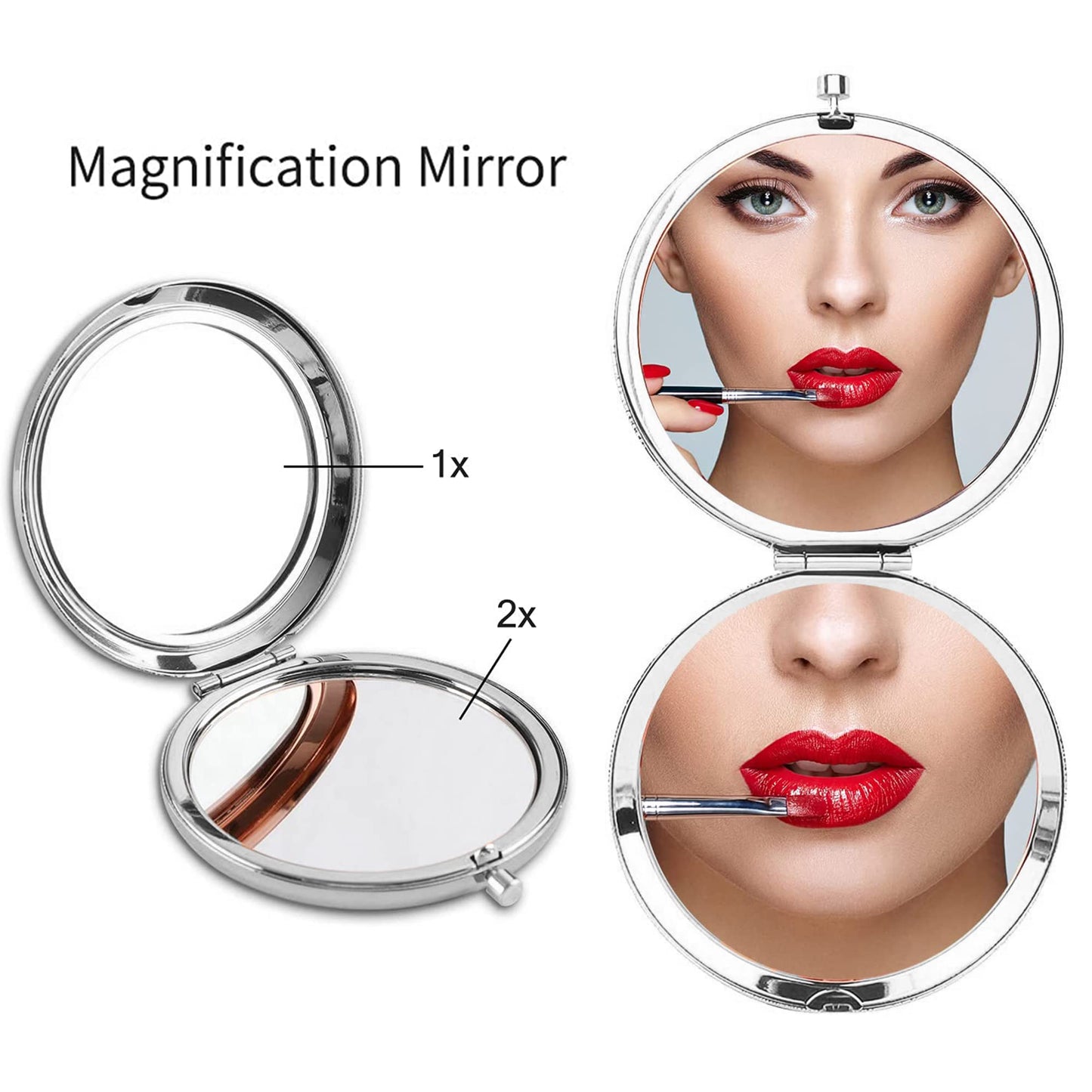 GAOLZIUY Compact Mirror Gifts from Sister, Silver Compact Mirror for Big/Litter Sister, Birthday Gifts for Sister Graduation, Valentine, Mothers Day