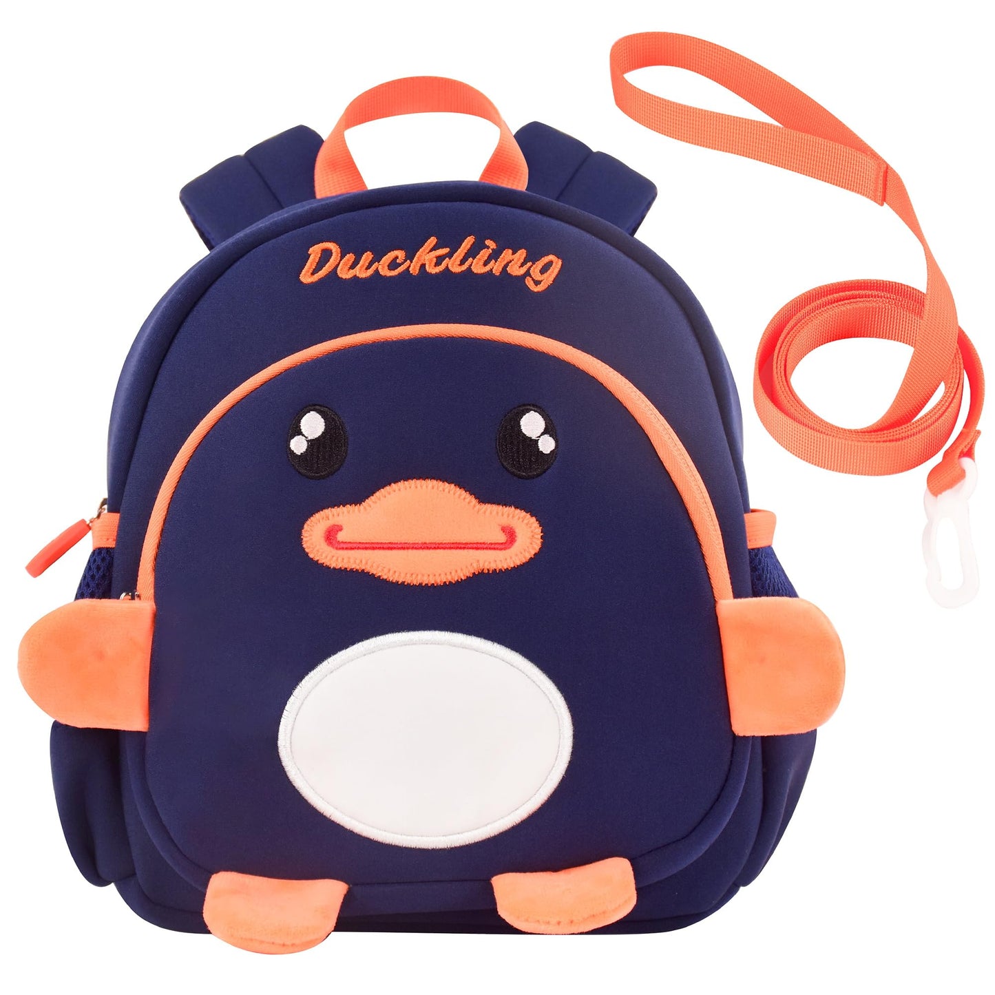 Lifelix Toddler Backpacks for Boys 2-4 Cute 3D Kids Duck Schoolbag with Baby Leash for Small Preschool Kindergarten Bookbag Cartoon Mini Travel Bags 10inch (Dark Blue)