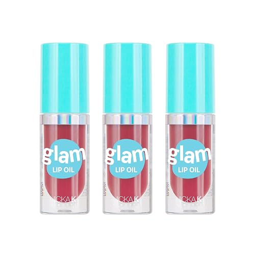 NICKA K NEW YORK Glam Lip Oil, Long Lasting, Tinted Lip Gloss, Nourihes, Hydrates, Jumbo Applicator, Natural Glossy Tint for Ultimate Effect