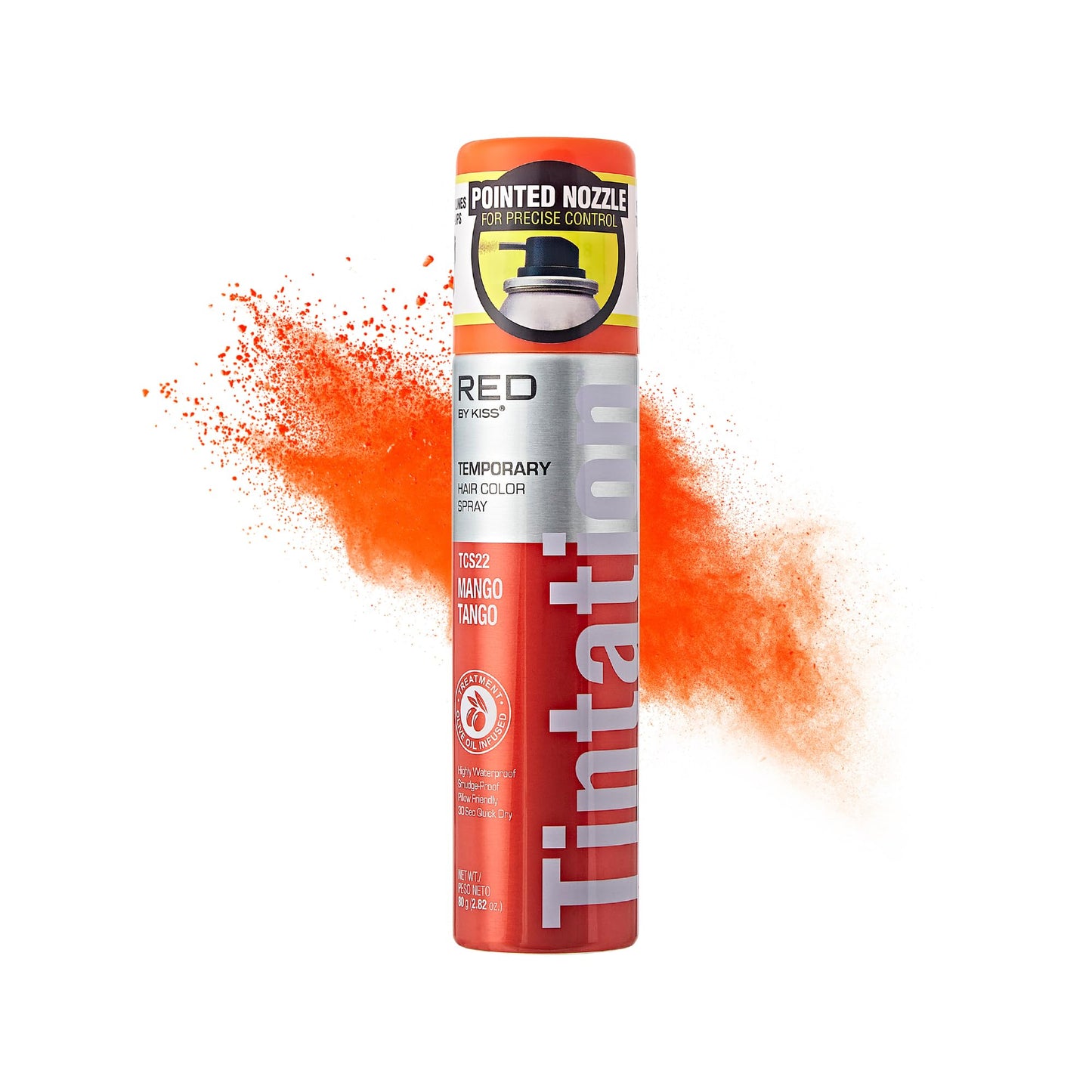 Red by Kiss Tintation Temporary Hair Color Spray 2.82oz, Quick-Dry & Smudge-Proof, Vivid Color Washable Hair Dye, Styling Spray Cosplay Halloween