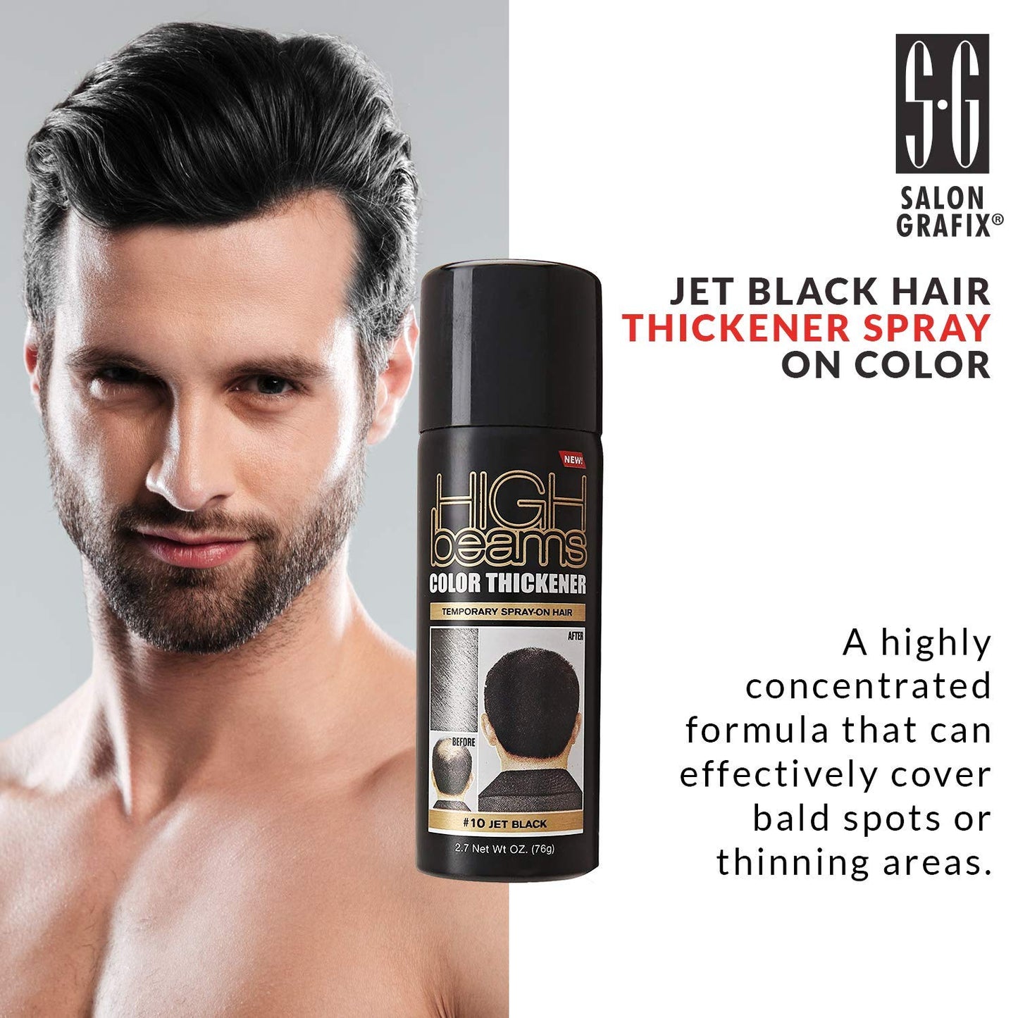 Salon Grafix High Beams Color Thickener Temporary Spray - Jet Black for Unisex - 2.7 oz Hair Color
