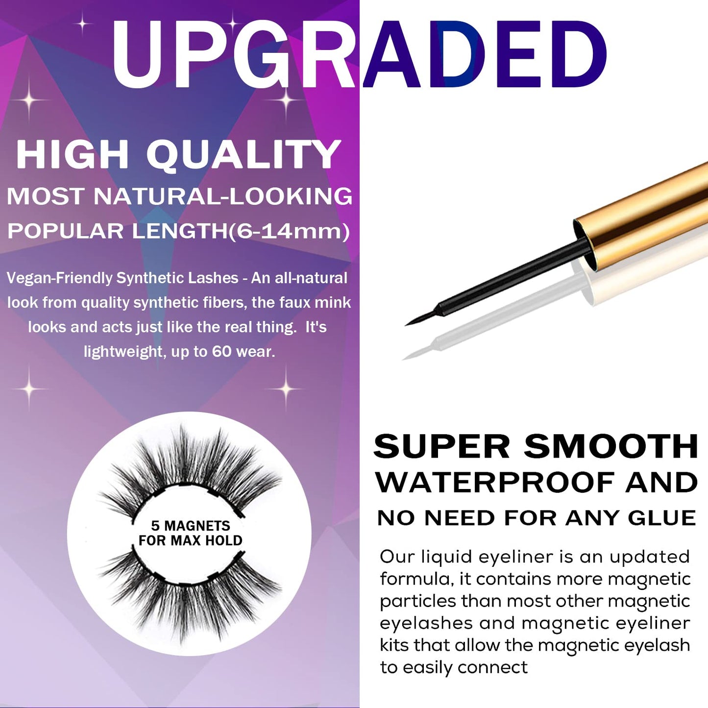 DUOERLA Magnetic Eyelashes Magnetic Lashes Natural Looking - 4 Tubes of Magnetic Liner - Upgraded Long Lasting,Reusable,Lightweight, Waterproof