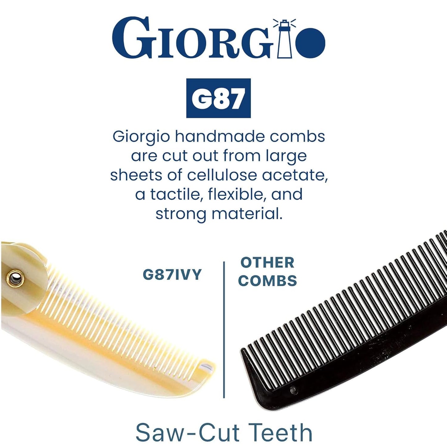 Giorgio G87 IVY 4.5 Inch Folding Mustache and Beard Comb, Small Pocket Comb for Men Everyday Grooming and Hair Care. Handmade, Saw-cut and Hand Beauty and Personal Care GIORGIO