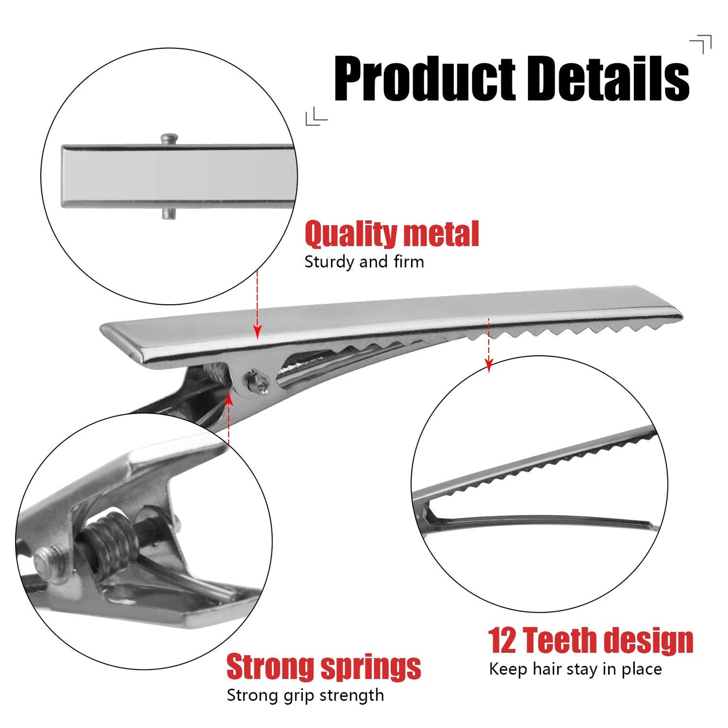 DIY Hair Clips, 50pcs 7.5cm / 3" Metal Alligator Hair Clips Duckbill Hair Clips Flat Top with Teeth DIY Accessories Hairpins for Hairbow Accessory