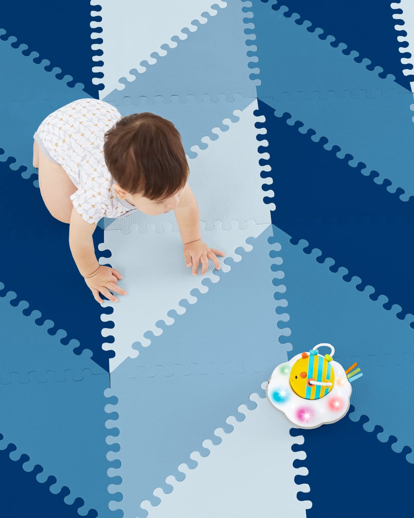 Skip Hop Baby Play Mat, Interlocking Foam Floor Tiles, 70" x 56", Playspot, Blue/Ombre