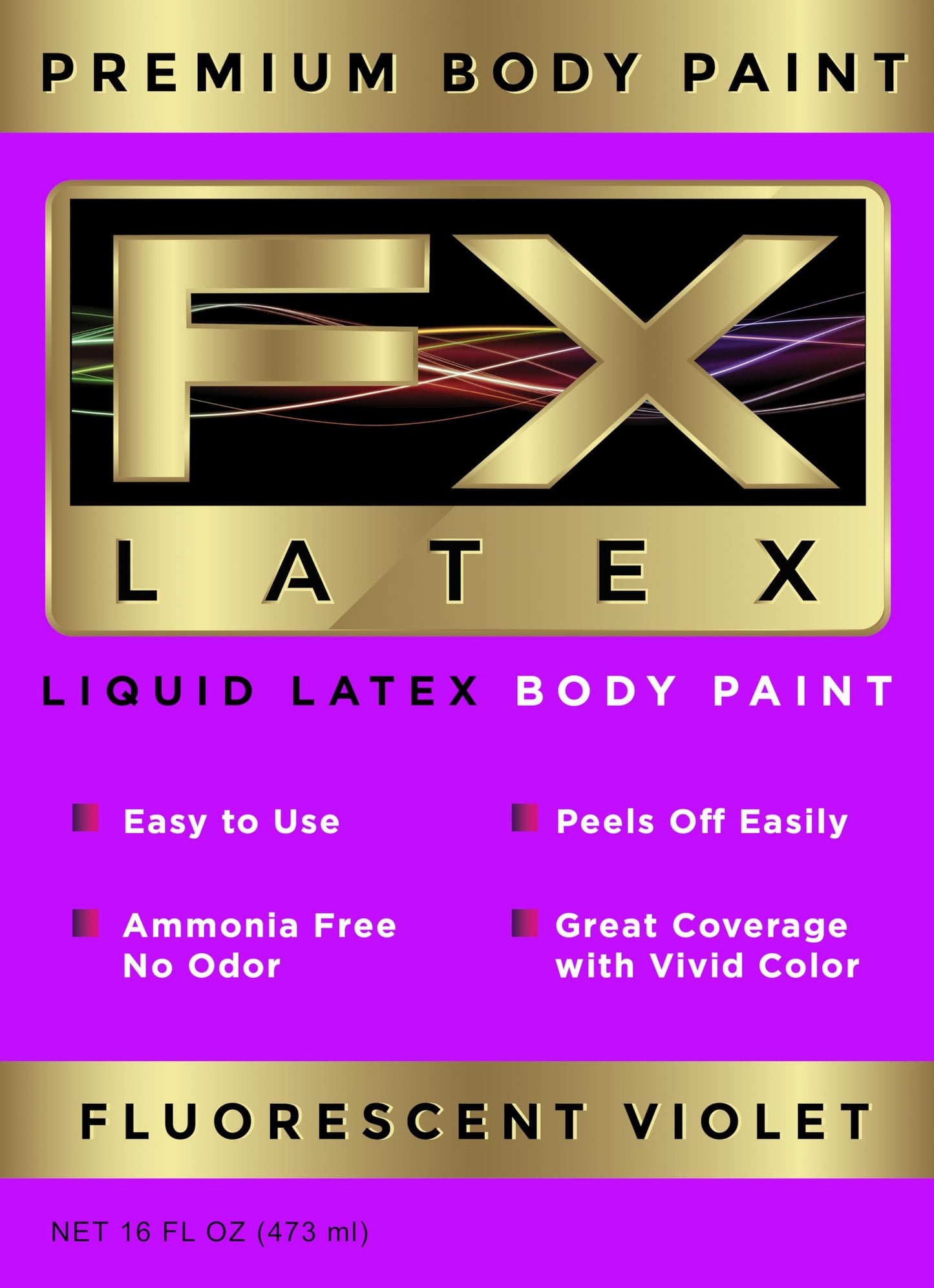 Liquid Latex - Face and Body Paint, Ammonia Free, Easy On and Off, Cosplay Makeup, Create Professional Monster, Zombie Arts 16 Oz (Fluorescent Violet)