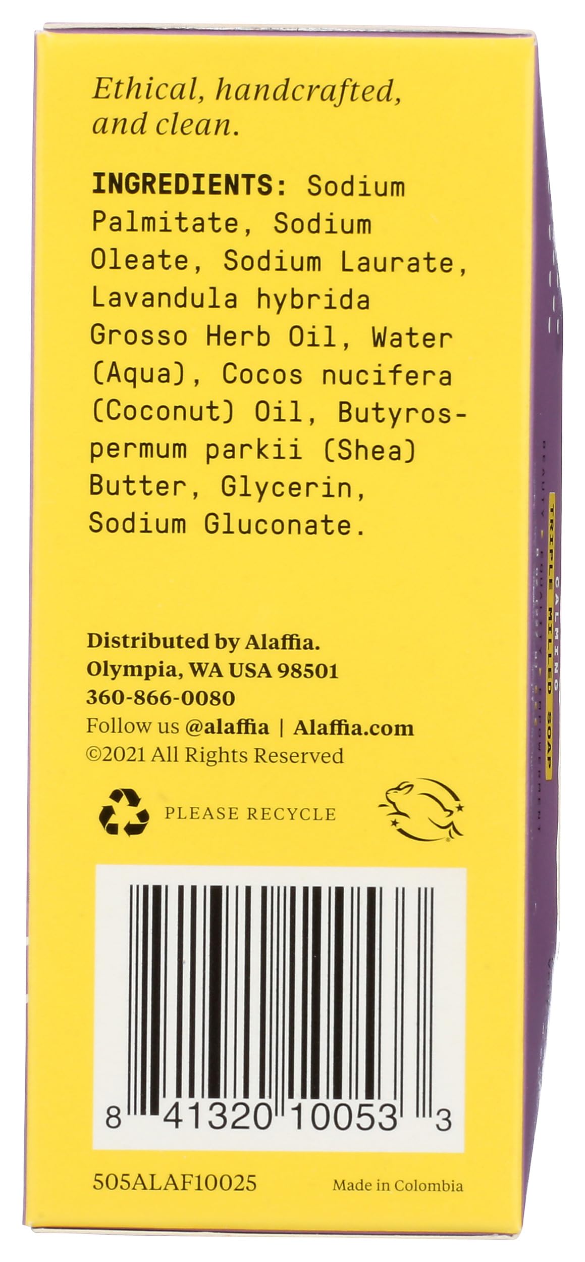 Alaffia Lavender Everyday Shea Bar Soap, 8 OZ
