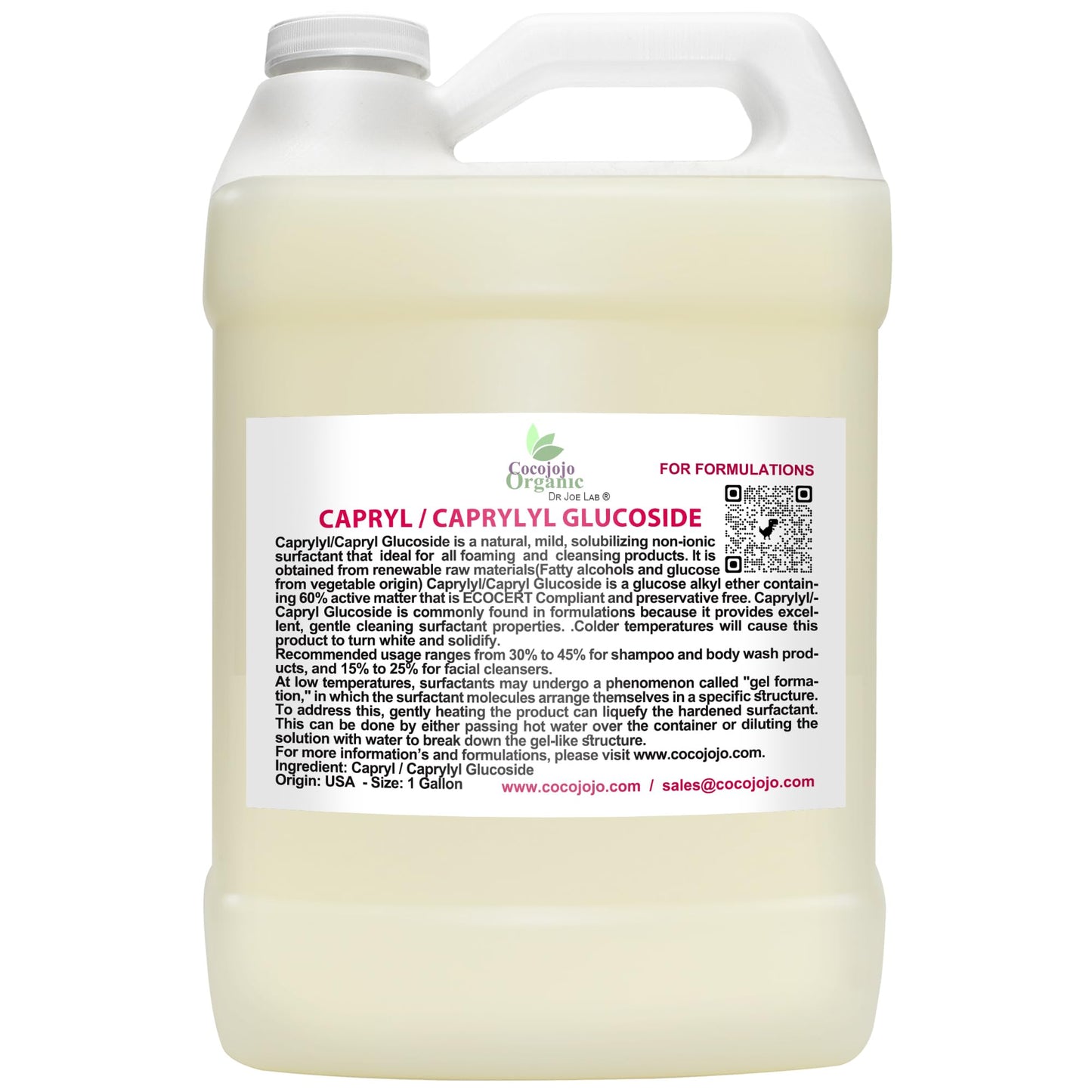 Dr Joe Lab Capryl Glucoside Liquid Surfactant - Caprylyl Natural, Plant Derived - DIY Skin Care - Shower Gels, Foaming, Body Soap, Shampoos Baby Beauty & Personal Care Dr Joe Lab